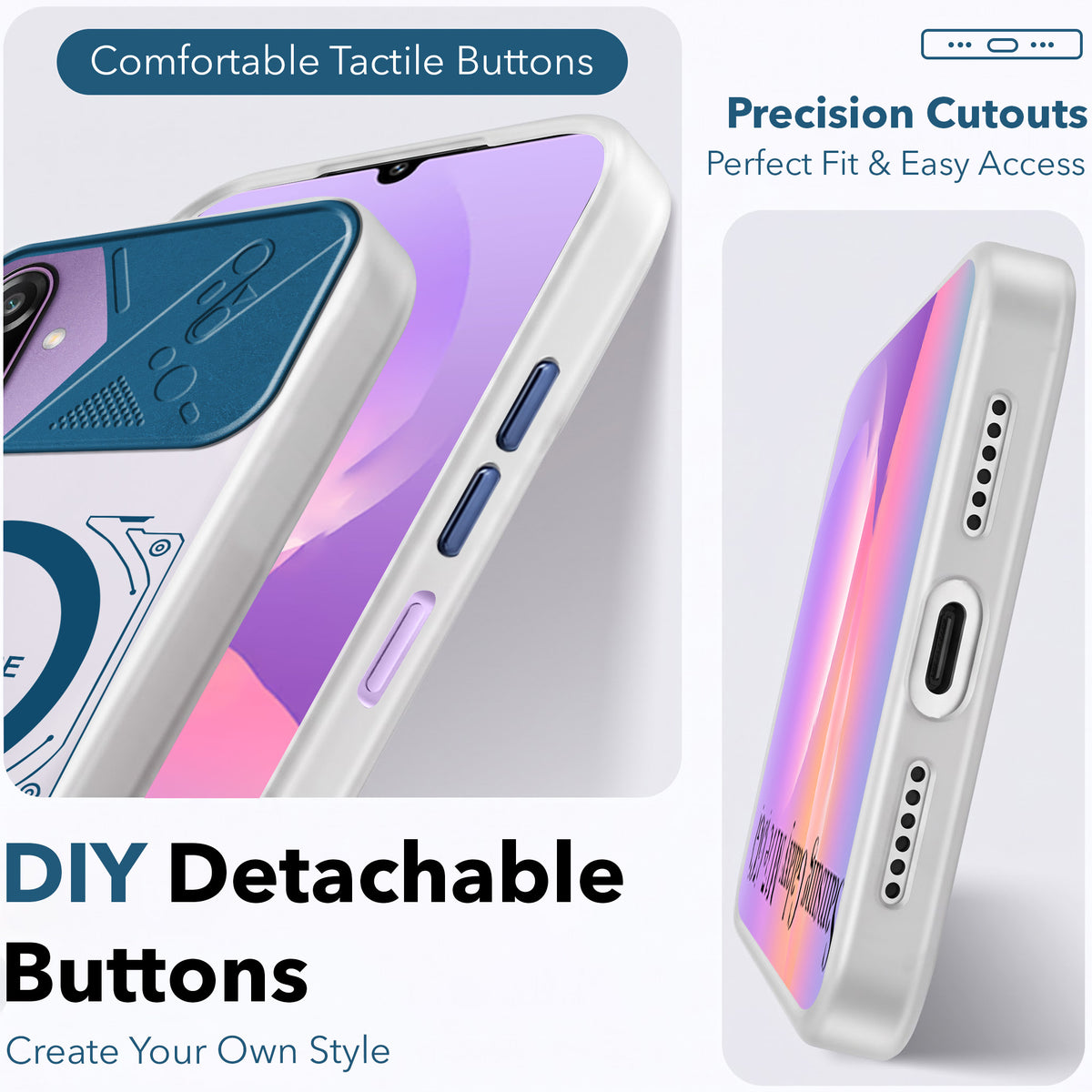 For Samsung Galaxy M17e Metallic Back Cover Case (Metallic Camera Protection & Buttons | Translucent Milky Shade | Hard Polycarbonate)