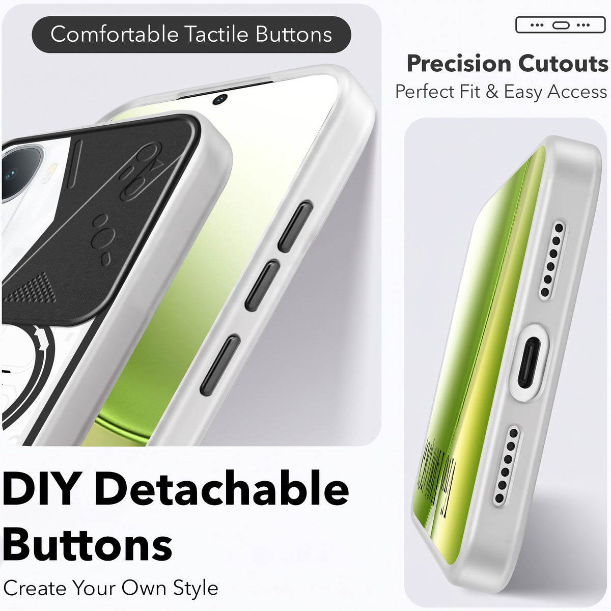 For Vivo Y400 Metallic Back Cover Case (Metallic Camera Protection & Buttons | Translucent Milky Shade | Hard Polycarbonate)