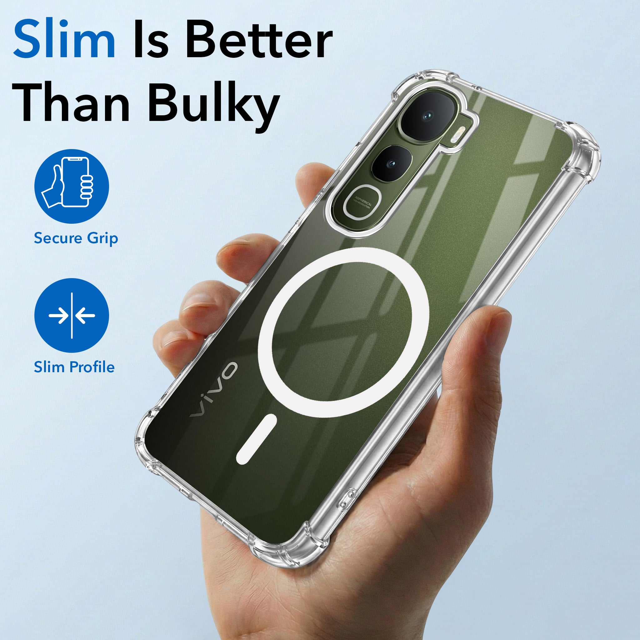 For Vivo Y400 Back Cover Shockproof Crystal-Clear (Magsafe Wireless Support | Drop & Camera Protection | Hard Polycarbonate)
