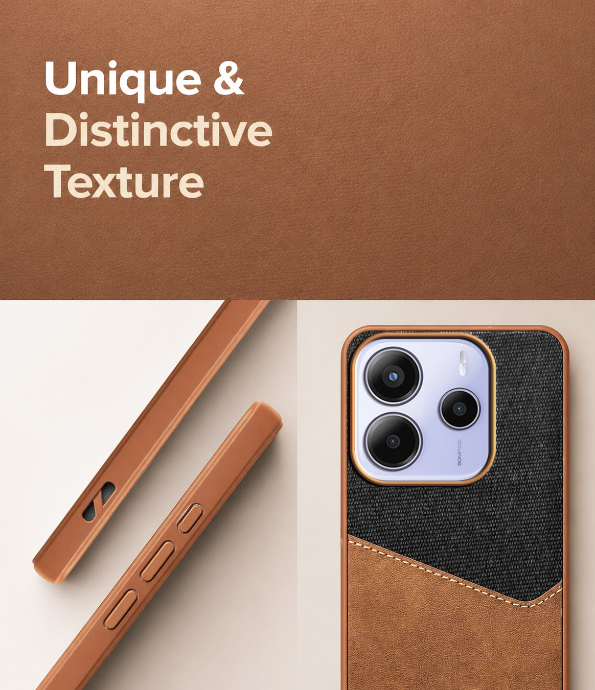 For Redmi Note 14 Back Cover Case (Dual PU Leather Stitch | Professional Minimalist | Soft and Flexible)