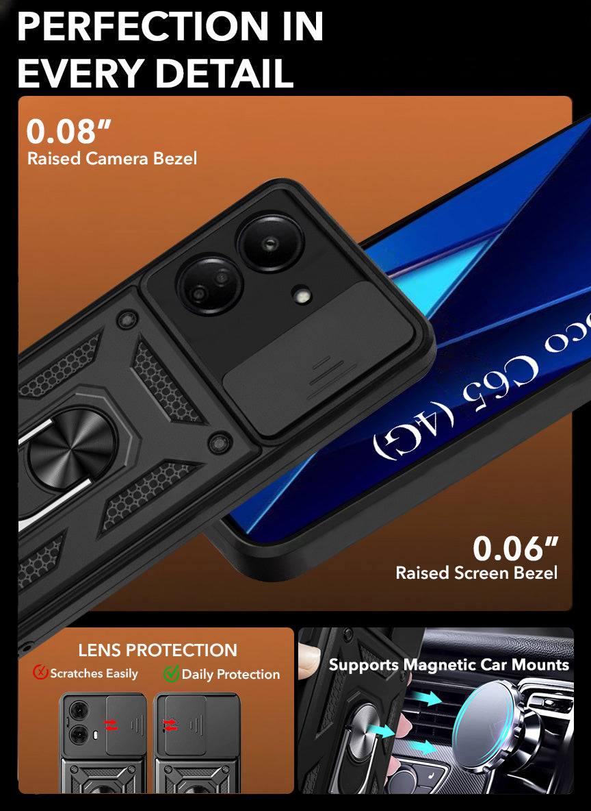 For Poco C65 Back Cover Case (Hybrid Dual Armor Polycarbonate)