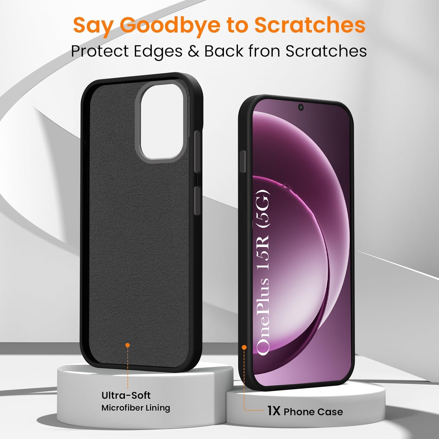 For OnePlus 15R Back Cover Case Rubberised (Textured Grip Design | Micro-Fiber Cloth Inside | Slim and Light Weight | Soft Touch and Feel)