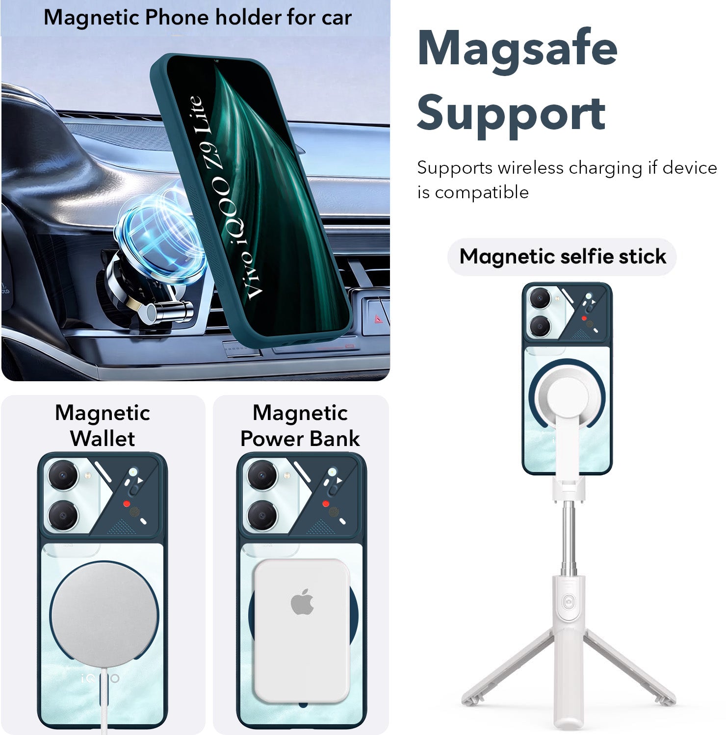 For Vivo iQOO Z9 Lite 5G Back Cover Case Lifetime Anti-Yellow Clear (Camera Protection | Side Grip | Wireless MagSafe Compatible)