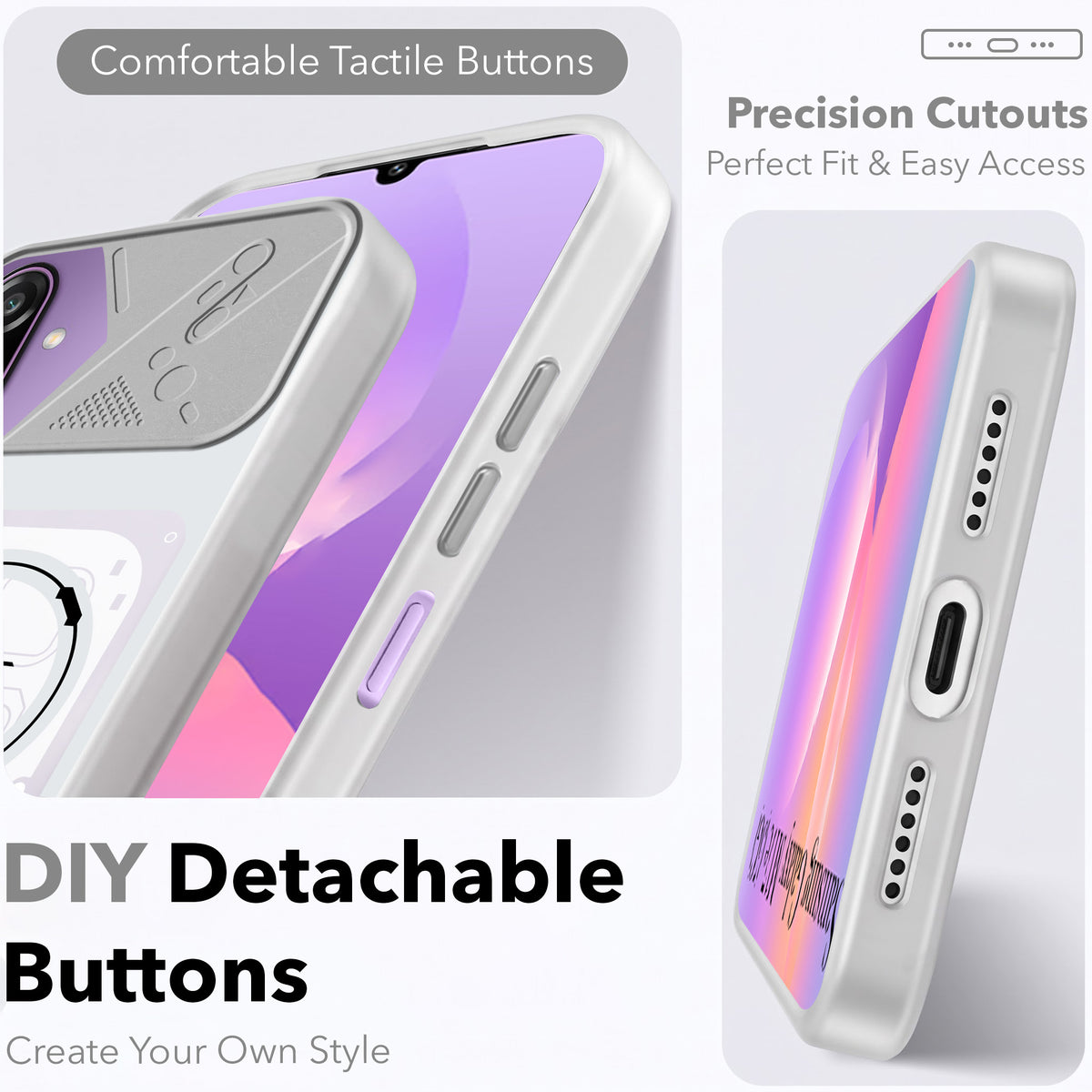 For Samsung Galaxy M17e Metallic Back Cover Case (Metallic Camera Protection & Buttons | Translucent Milky Shade | Hard Polycarbonate)