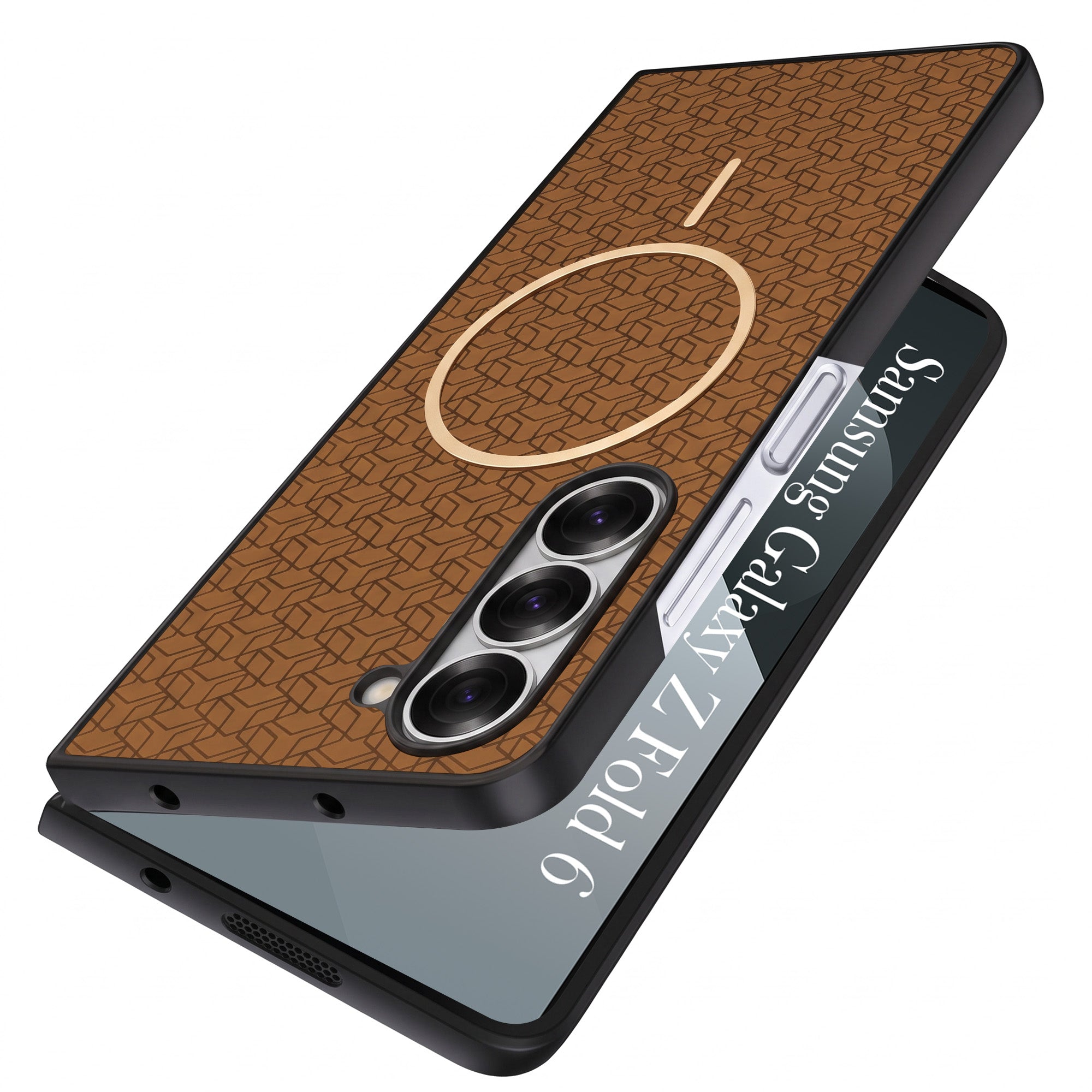 For Samsung Galaxy Z Fold 6 Back Cover Case Leather Finish (MagSafe Wireless Charging Compatible | Inside Microfiber Cloth)
