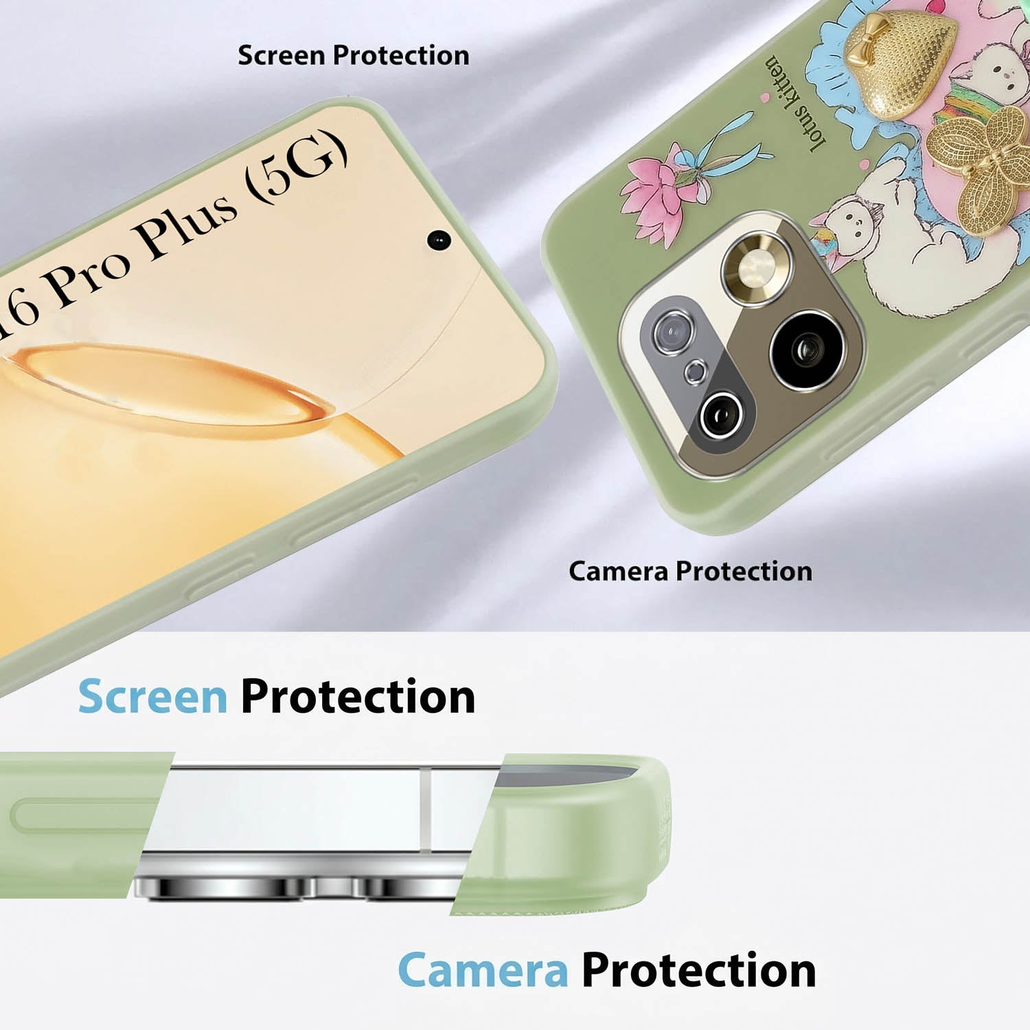 For Realme 16 Pro Plus 5G Back Cover Case (3D Cute Heart Strap Holder | Camera Protection | Designer Girls Print)