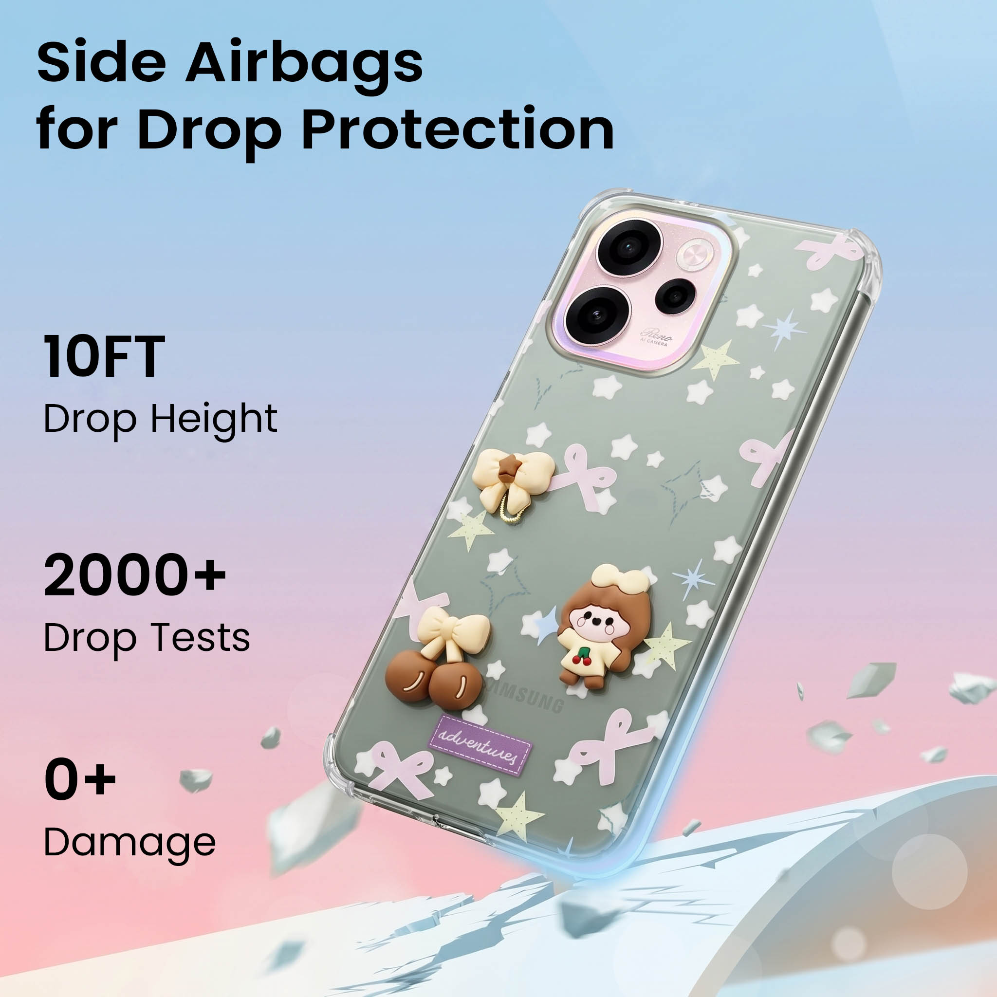 For Oppo Reno 15c Back Cover Case (3D Cute Cartoons | Hard Back Side Soft | Matte Premium Finish | HD Printing)