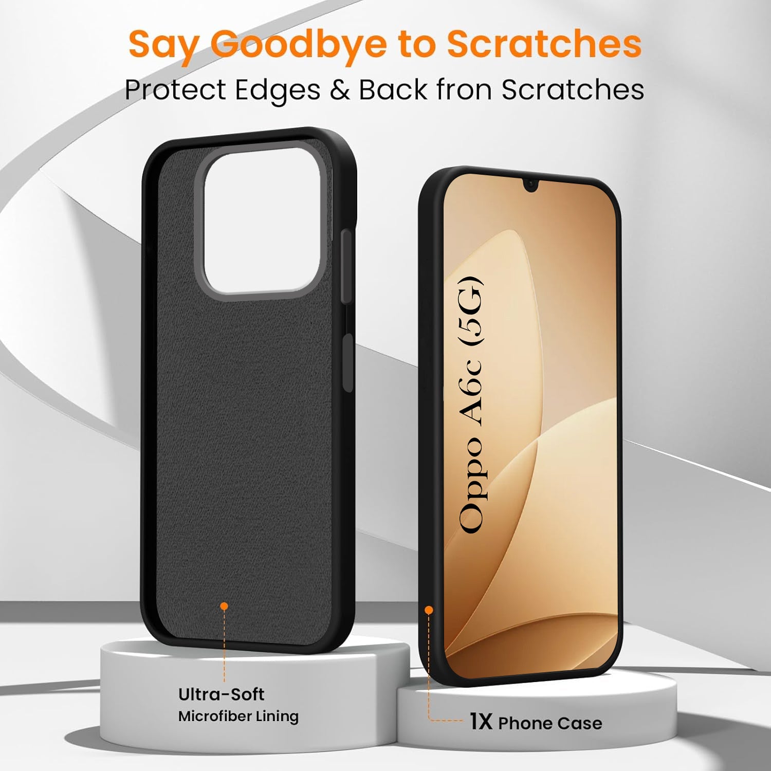 For Oppo A6c 4G Back Cover Case Rubberised (Textured Grip Design | Micro-Fiber Cloth Inside | Slim and Light Weight | Soft Touch and Feel)