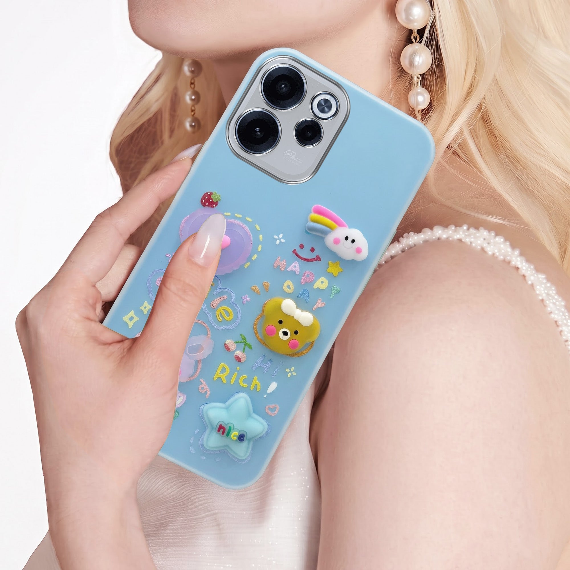 For Oppo Reno 15c Back Cover Case (3D Cute Cartoons | Hard Back Side Soft | Matte Premium Finish | HD Printing)
