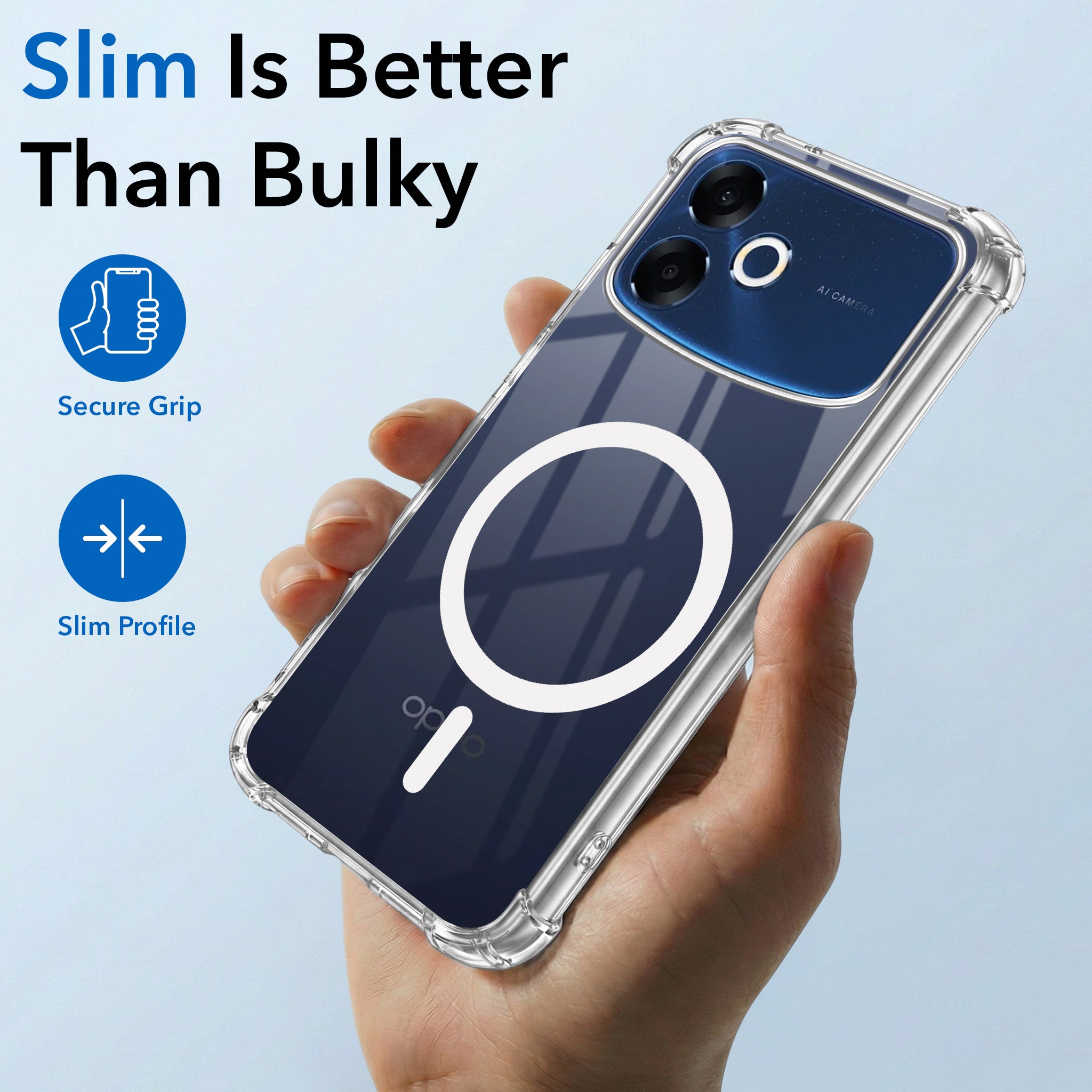 For Oppo F33 Pro 5G Back Cover Shockproof Crystal-Clear (Magsafe Wireless Support | Drop & Camera Protection | Hard Polycarbonate)
