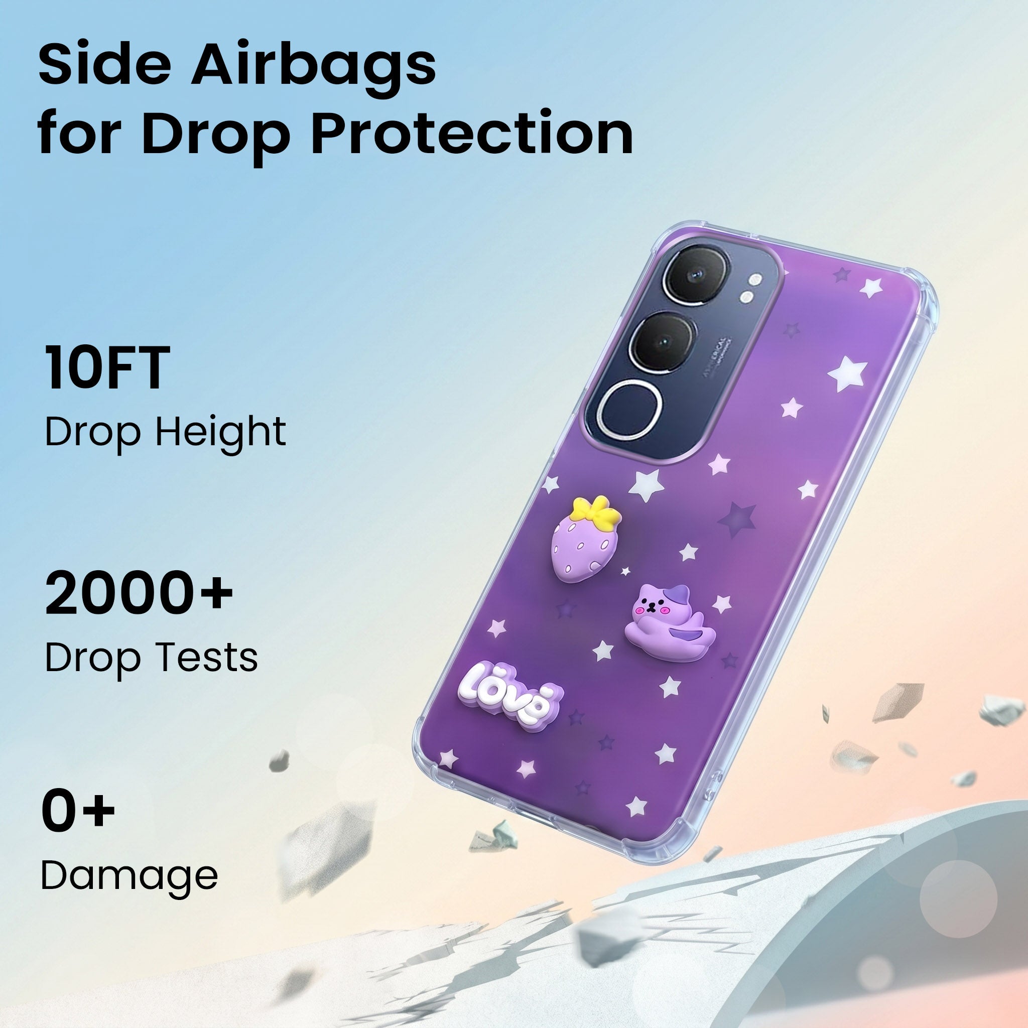 For Vivo Y29 Back Cover Case (3D Cute Cartoons | Hard Back Side Soft | Matte Premium Finish | HD Printing)