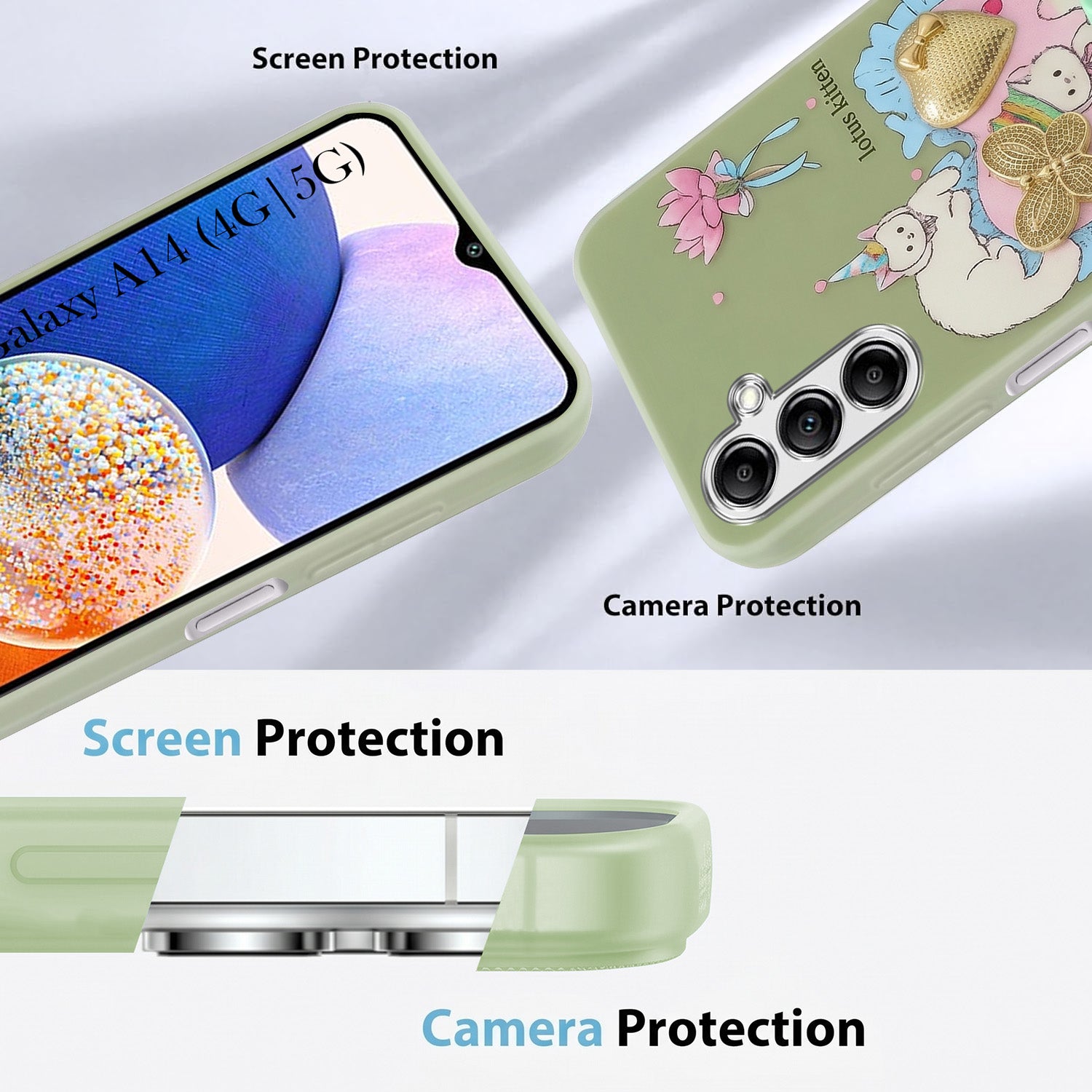 For Samsung Galaxy A14 4G | 5G Back Cover Case (3D Cute Heart Strap Holder | Camera Protection | Designer Girls Print)