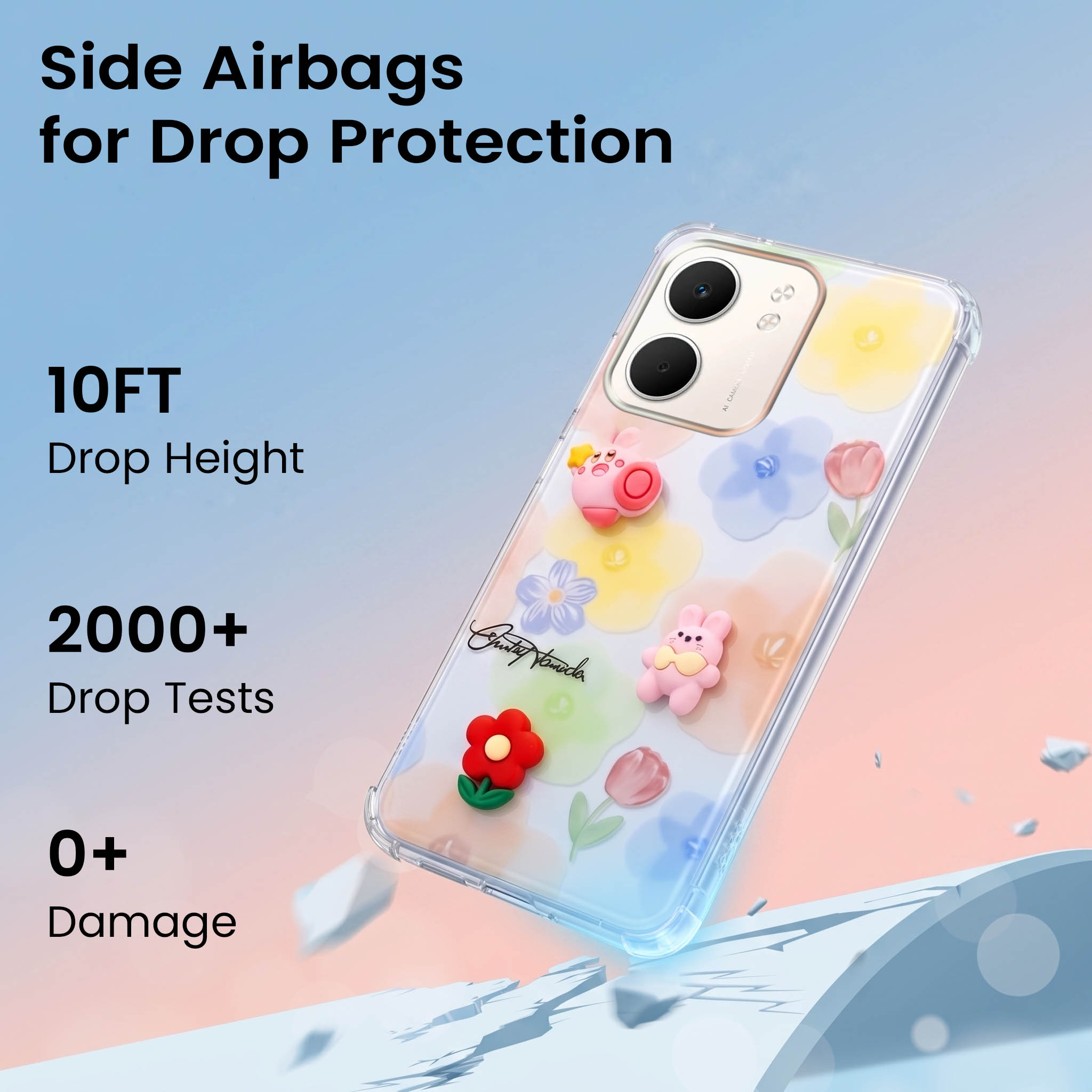 For Oppo A5X Back Cover Case (3D Cute Cartoons | Hard Back Side Soft | Matte Premium Finish | HD Printing)