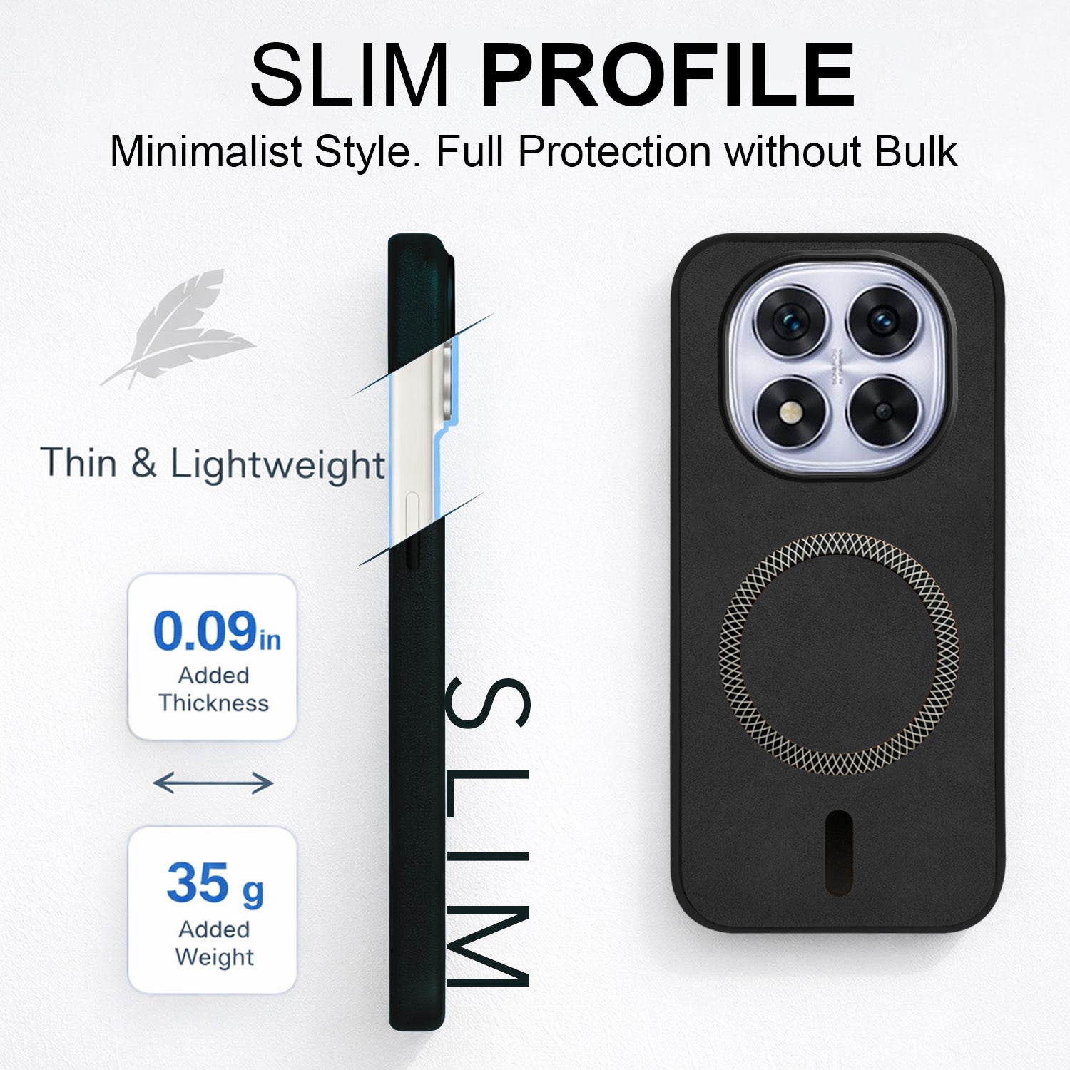 For Redmi Note 14 Pro Back Cover Case Leather Finish (MagSafe Compatible Wireless Charging | Soft Touch | Camera Bump Protection)