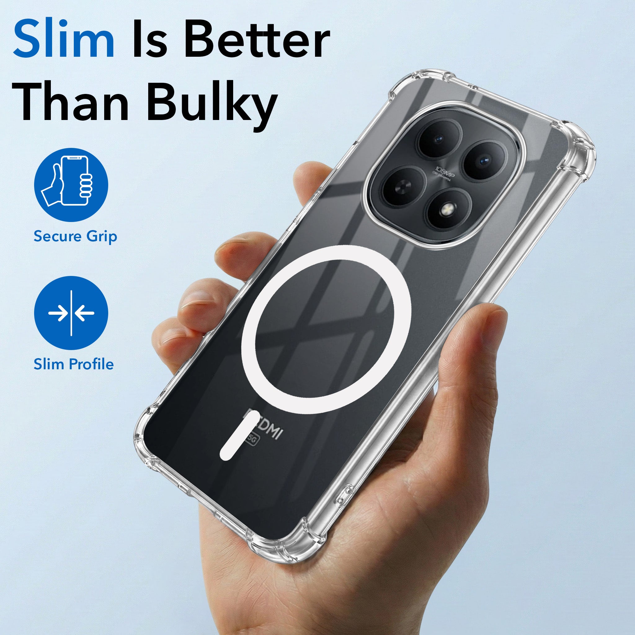 For Xiaomi Redmi Note 15 5G Back Cover Shockproof Crystal-Clear (Magsafe Wireless Support | Drop & Camera Protection | Hard Polycarbonate)