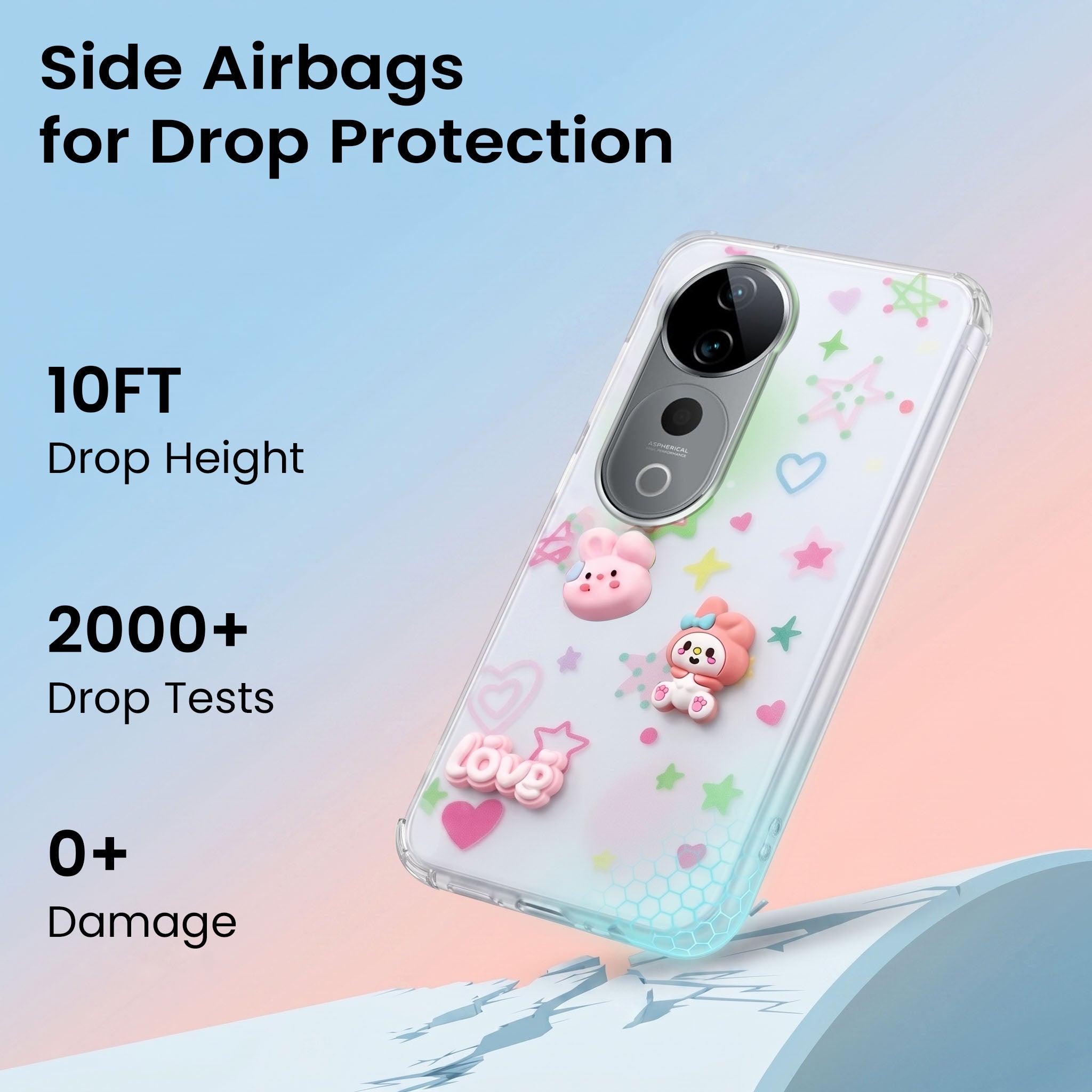 For Vivo T3 Ultra Back Cover Case (3D Cute Cartoons | Hard Back Side Soft | Matte Premium Finish | HD Printing)