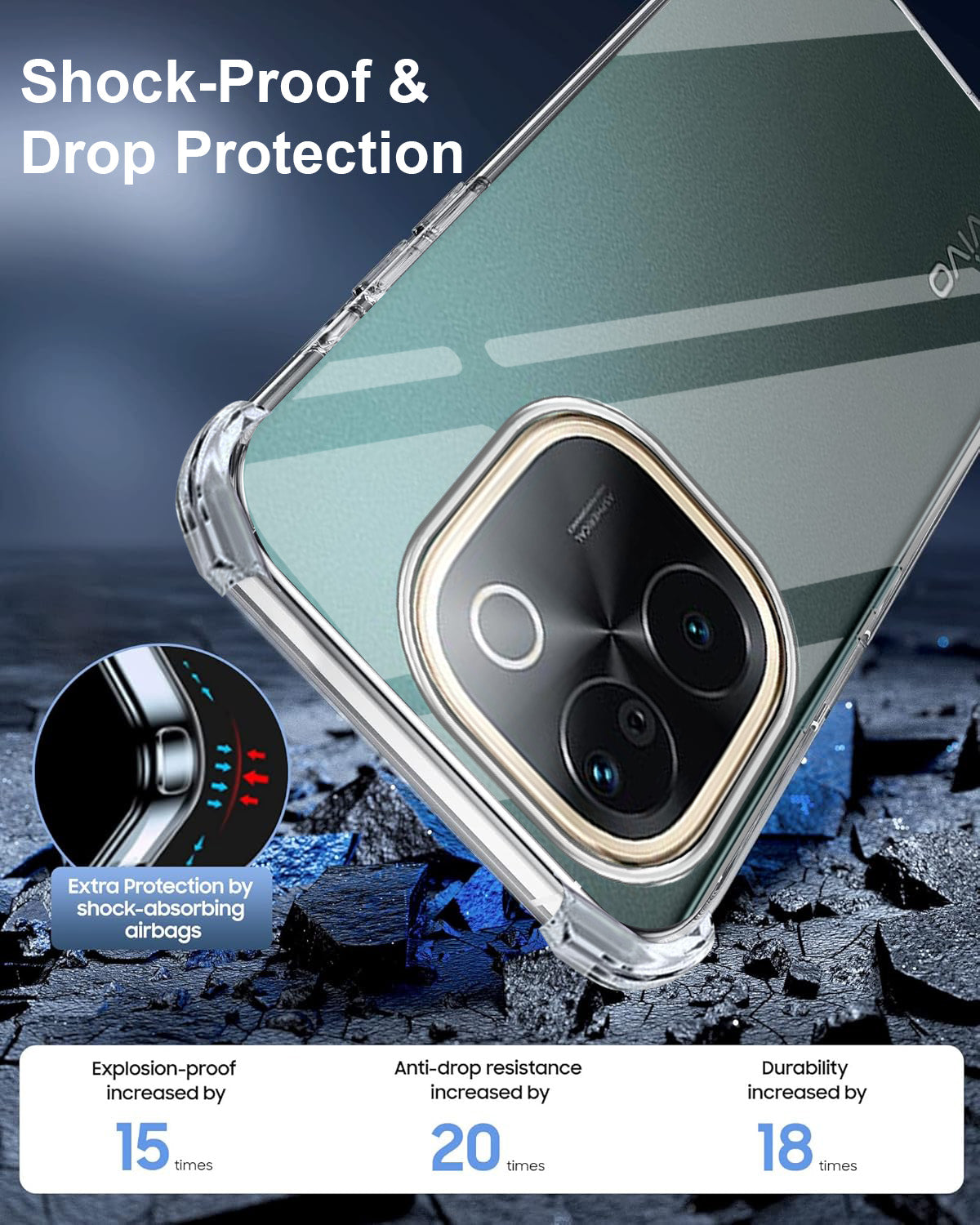 For Vivo T3 Pro Back Cover Shockproof Crystal-Clear (Drop & Camera Protection | Hard Polycarbonate)