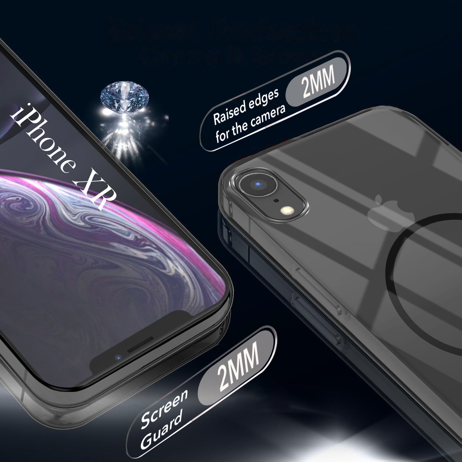 For Apple iPhone XR Back Cover Case (Crystal Clear Case | MagSafe Wireless Charging Support | Hard Anti Yellow | Camera Protection Bump)