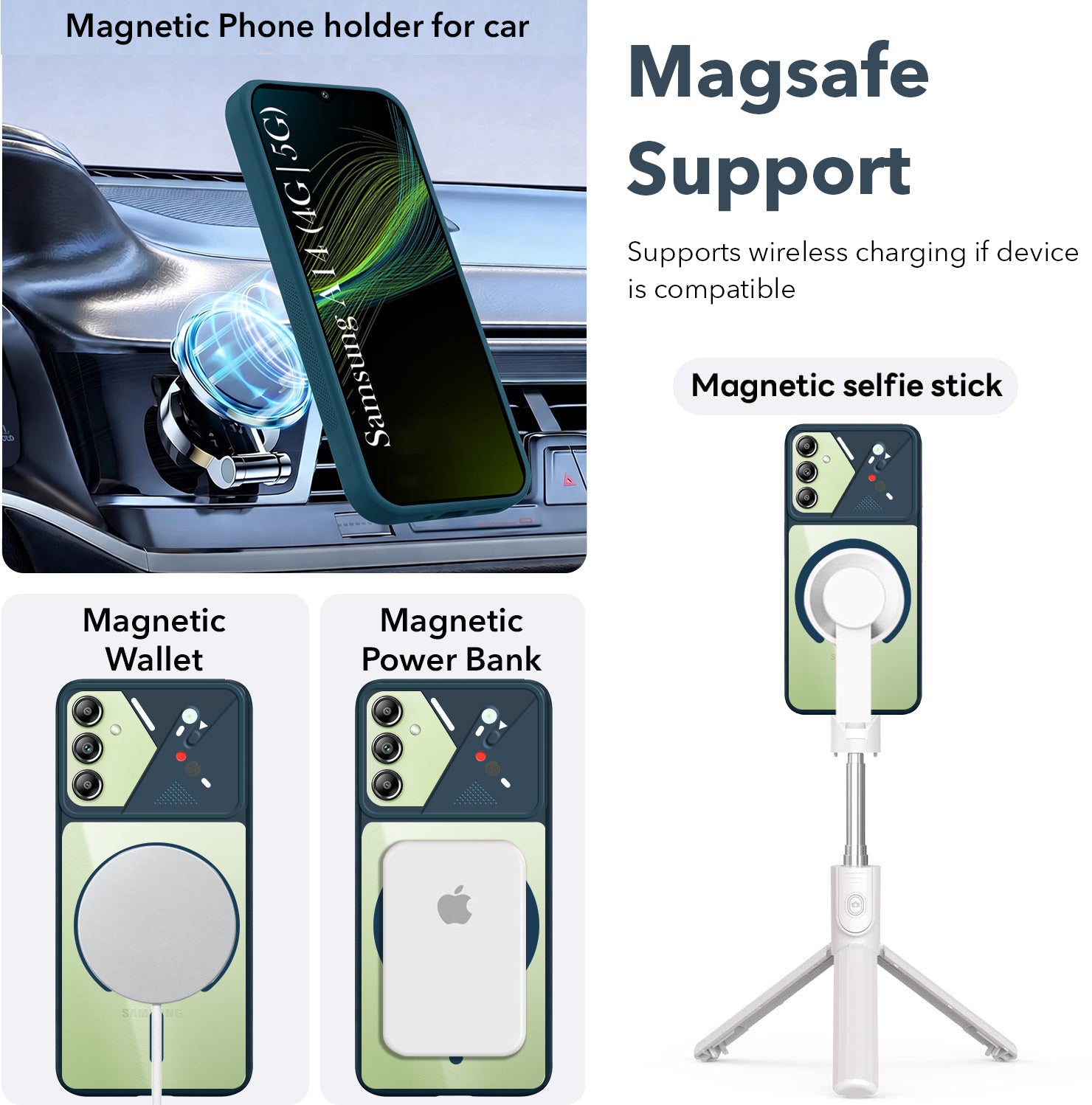 For Samsung Galaxy A14 4G | 5G Back Cover Case Lifetime Anti-Yellow Clear (Camera Protection | Side Grip | Wireless MagSafe Compatible)