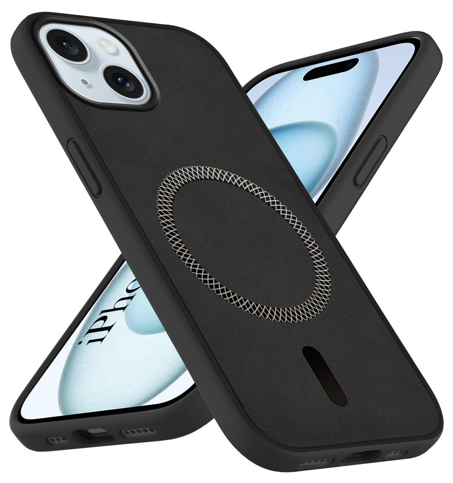 For Apple iPhone 15 Back Cover Case Leather Finish (MagSafe Compatible Wireless Charging | Soft Touch | Camera Bump Protection)