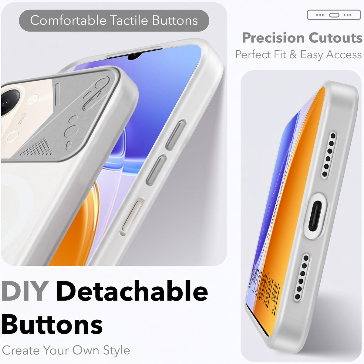 For Vivo Y05 4G | Vivo T5 Lite 5G Metallic Back Cover Case (Metallic Camera Protection & Buttons | Translucent Milky Shade | Hard Polycarbonate)