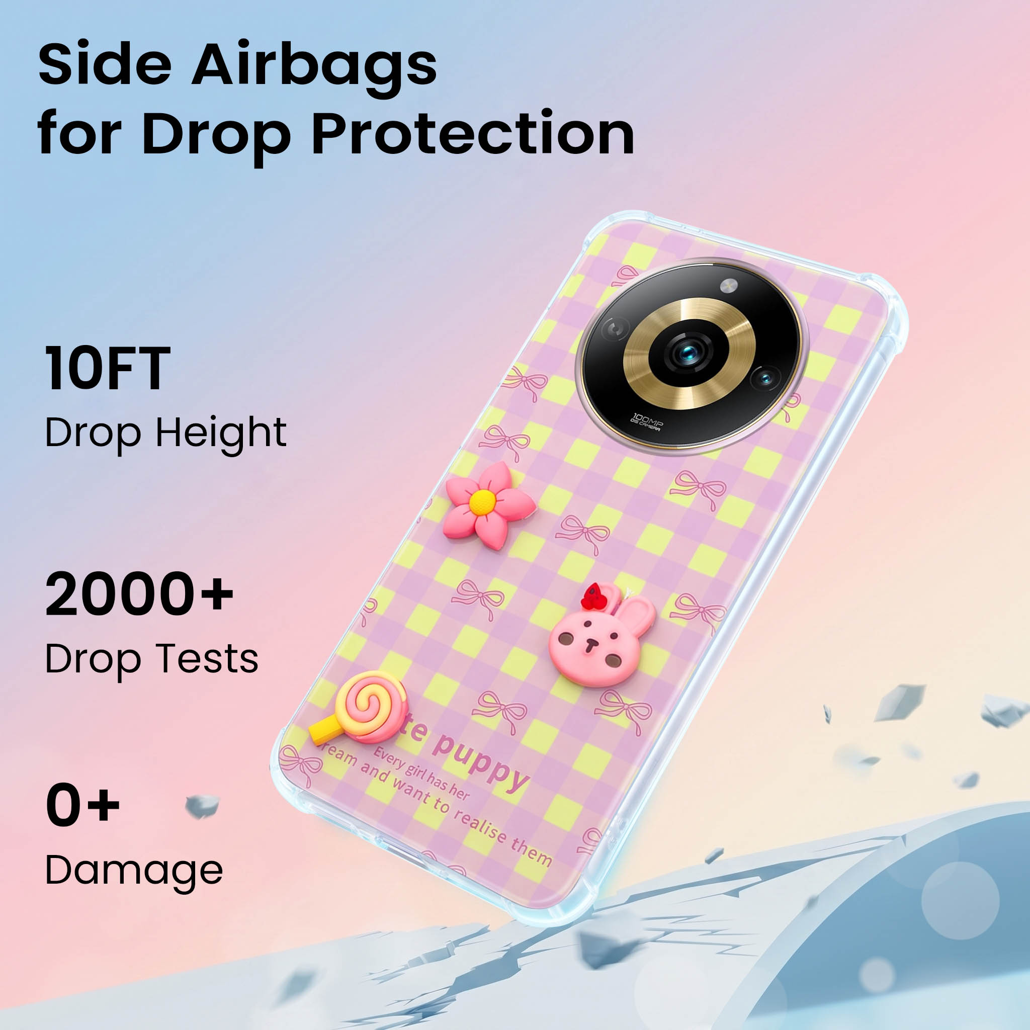 For Realme Narzo 60 Pro Back Cover Case (3D Cute Cartoons | Hard Back Side Soft | Matte Premium Finish | HD Printing)