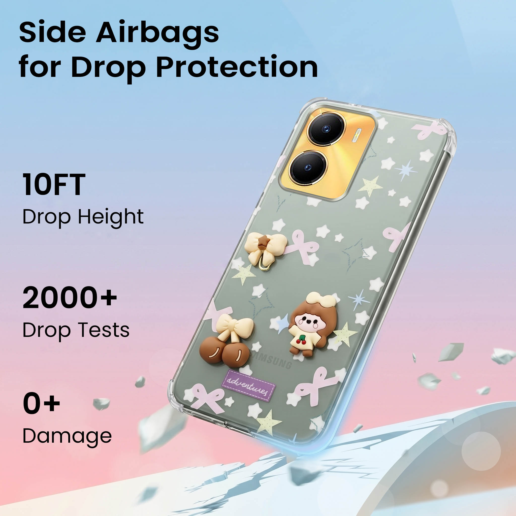 For Vivo Y56 5G Back Cover Case (3D Cute Cartoons | Hard Back Side Soft | Matte Premium Finish | HD Printing)