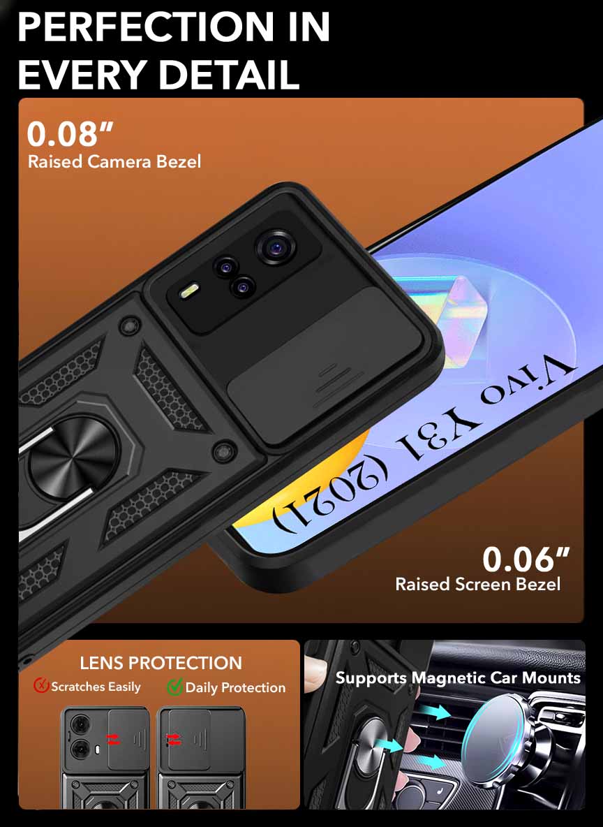 For Vivo Y31 (2021) Back Cover Case (Hybrid Dual Armor Polycarbonate)