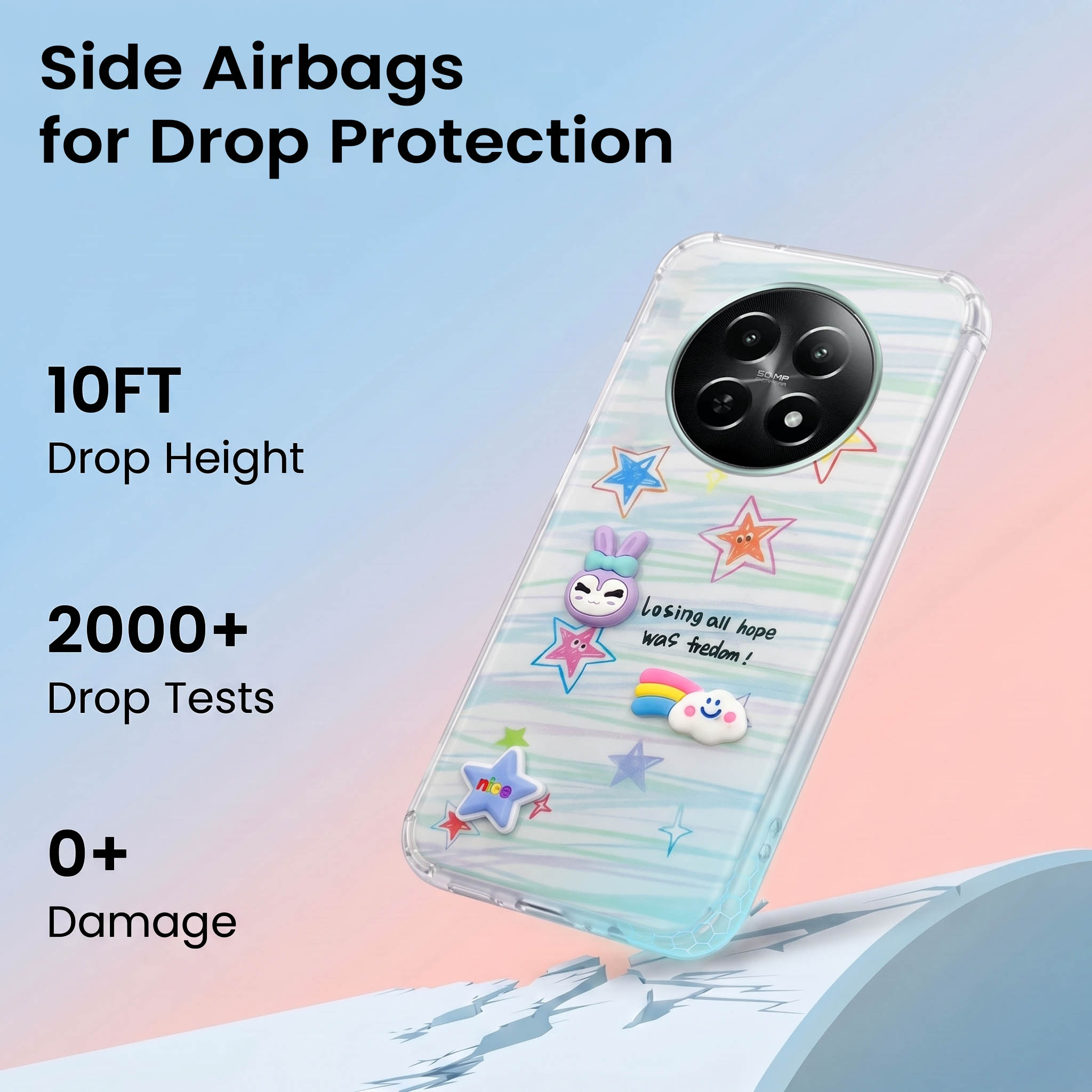 For Realme 12 | Realme 12X Back Cover Case (3D Cute Cartoons | Hard Back Side Soft | Matte Premium Finish | HD Printing)