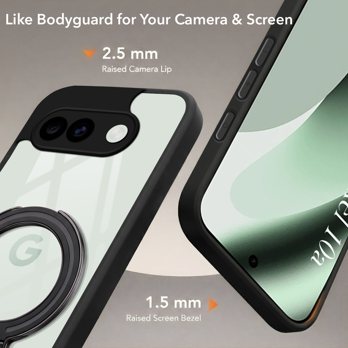 For Google Pixel 10a Back Cover Case (Kick Stand Ring Holder | Life time Anti Yellow | Camera Protection)