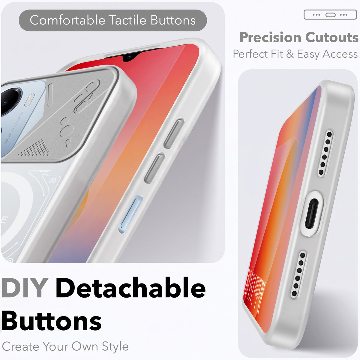 For Redmi 15A 5G Metallic Back Cover Case (Metallic Camera Protection & Buttons | Translucent Milky Shade | Hard Polycarbonate)