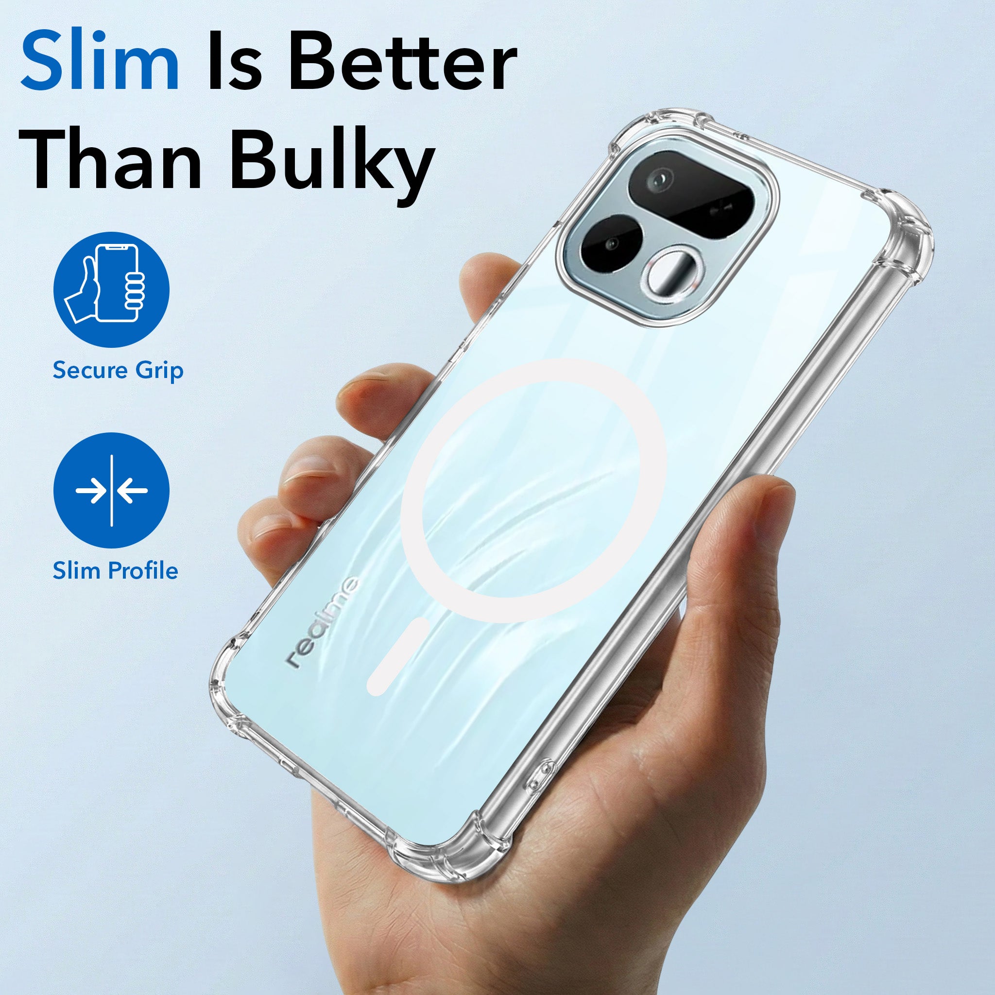 For Realme 16T 5G Back Cover Shockproof Crystal-Clear (Magsafe Wireless Support | Drop & Camera Protection | Hard Polycarbonate)