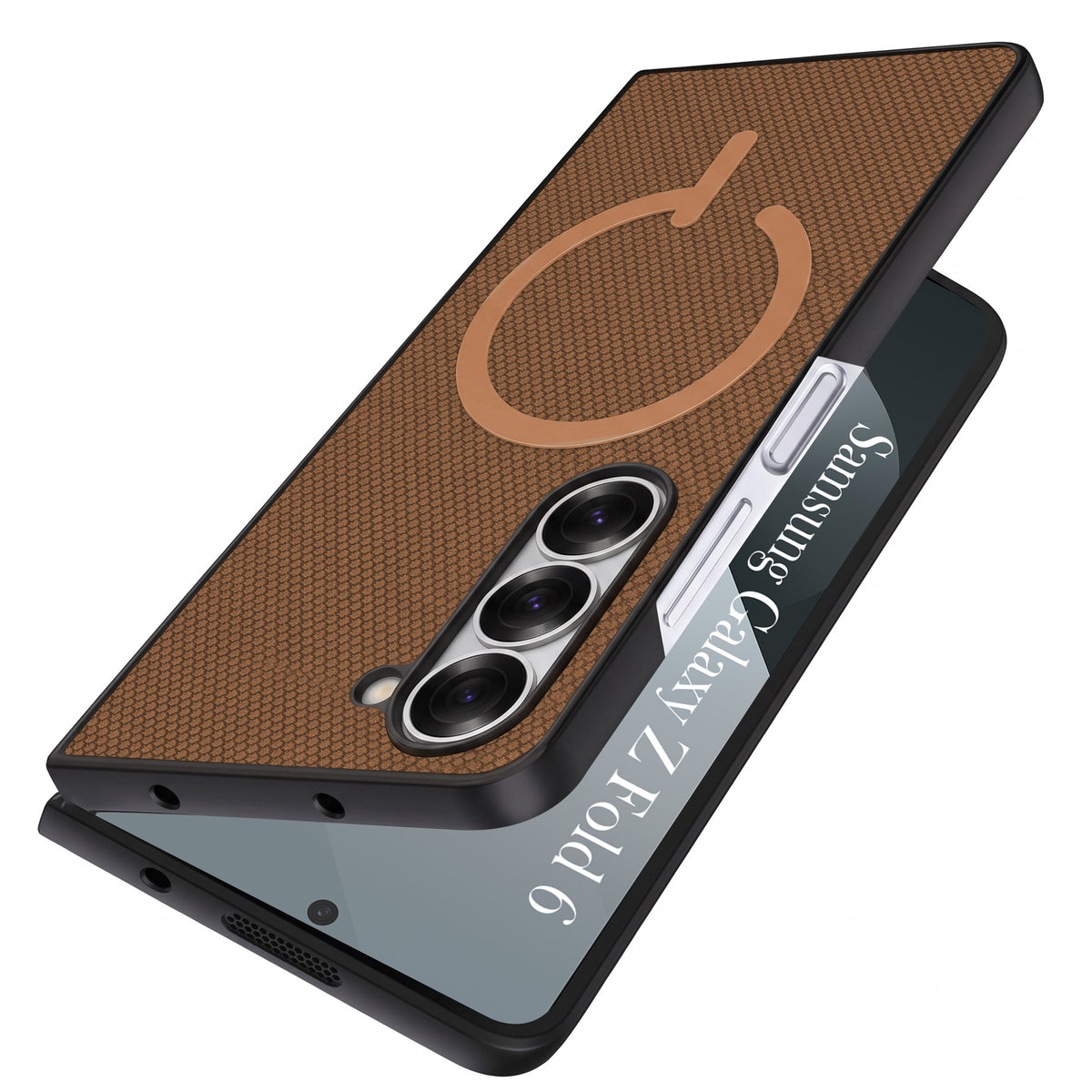 For Samsung Galaxy Z Fold 6 5G Premium Magnetic Back Cover Case (MagSafe Compatible | 180° Folding Design | Soft Microfiber Inner Lining | Textured Blue Finish)