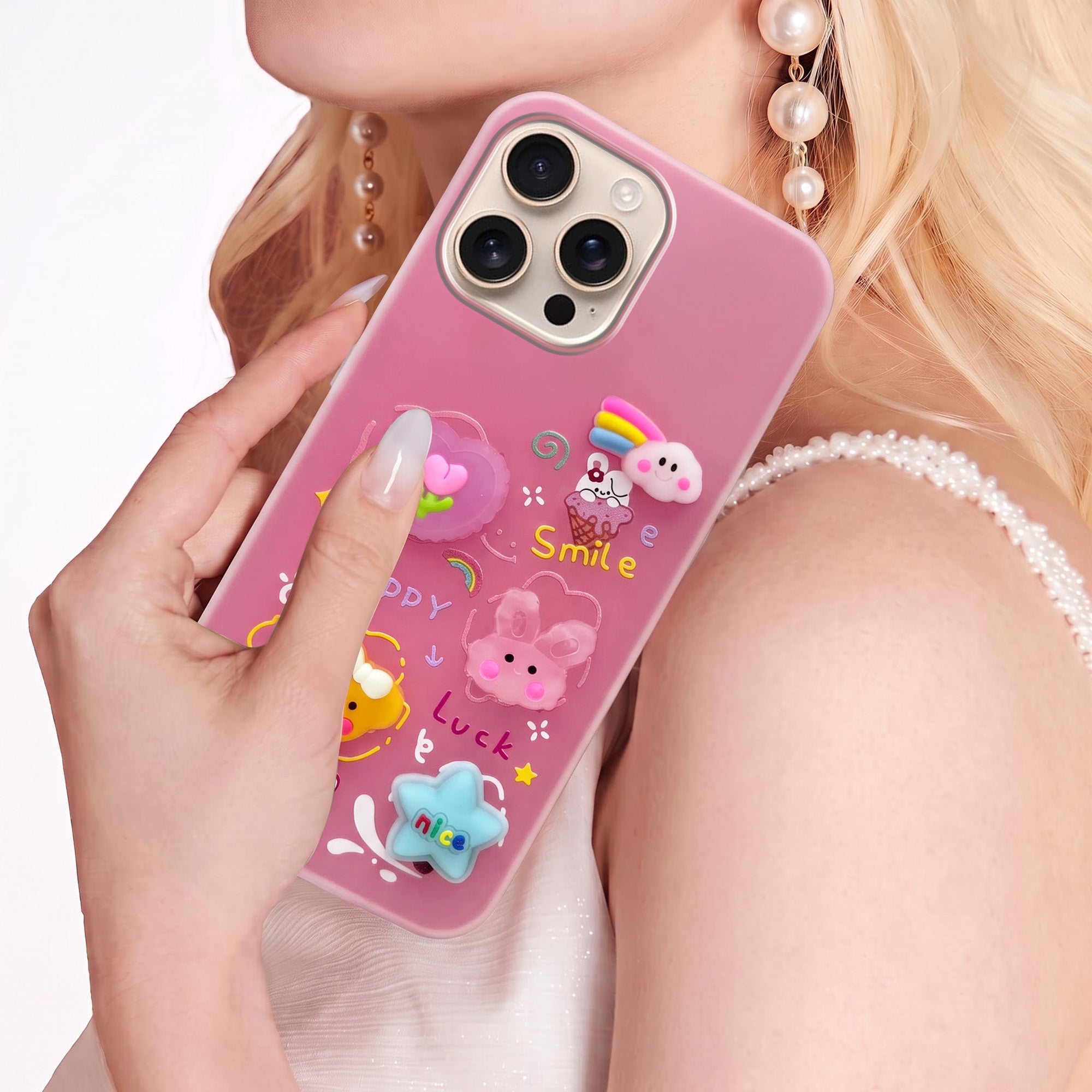For Apple iPhone 16 Pro Max Back Cover Case (3D Cute Cartoons | Hard Back Side Soft | Matte Premium Finish | HD Printing)