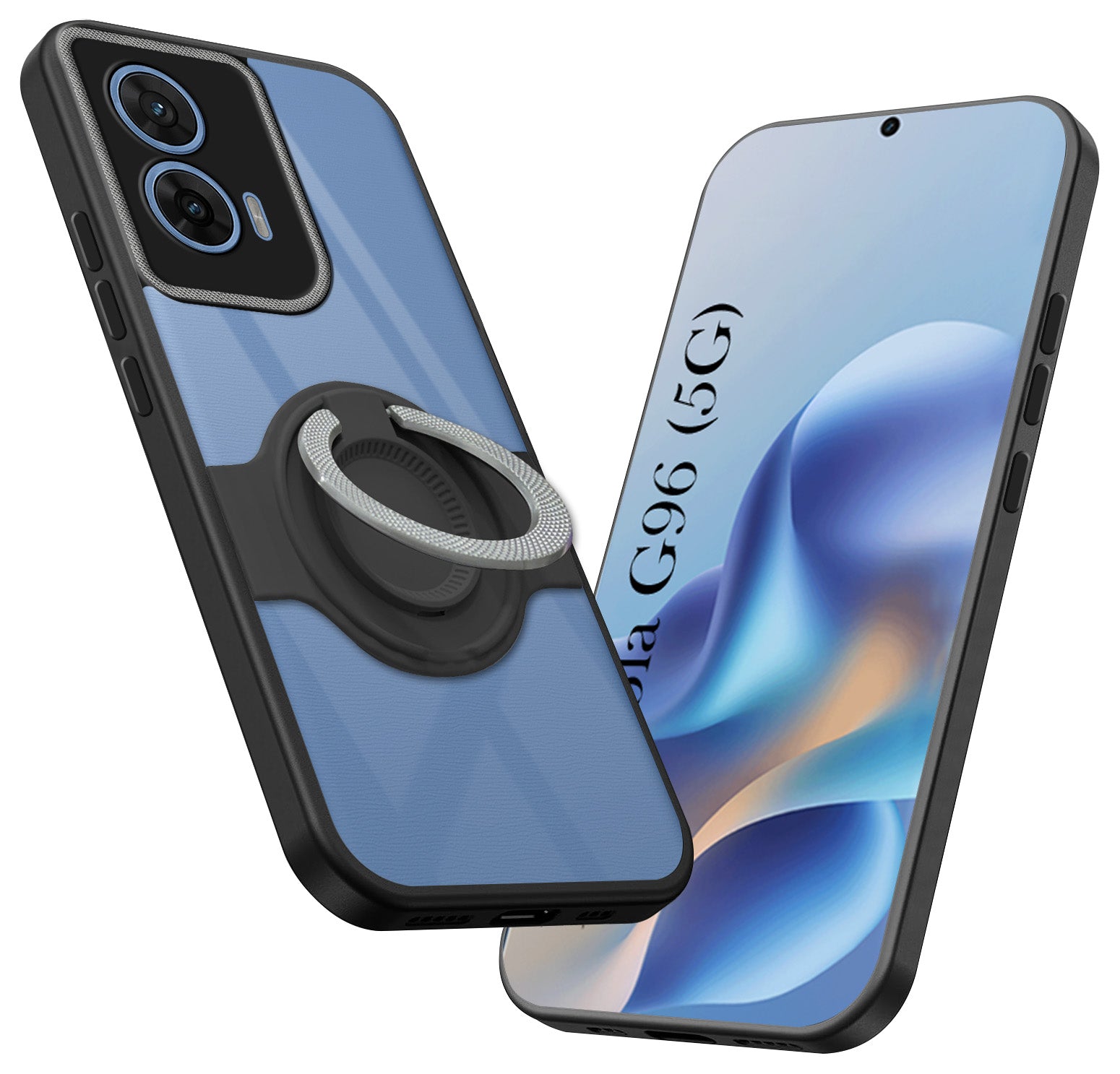 For Motorola Moto G96 Back Cover Case with stand (Built-in Ring Holder Kickstand | Lifetime Anti Yellow | Camera Protection)