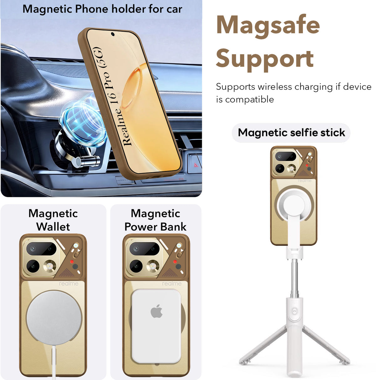 For Realme 16 Pro Back Cover Case Lifetime Anti-Yellow Clear (Camera Protection | Side Grip | Wireless MagSafe Compatible)