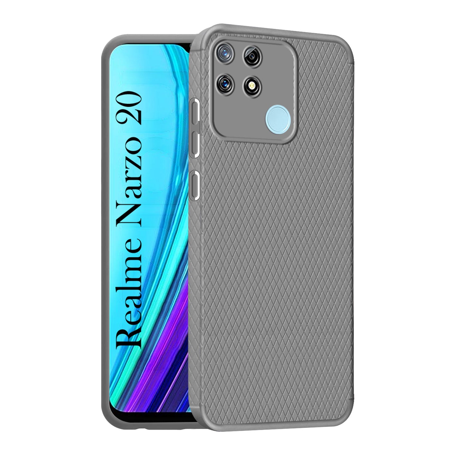 For Realme Narzo 20 Back Cover Case Liquid Silicone (Camera Protection | Side Grip Texture | Soft and Flexible)