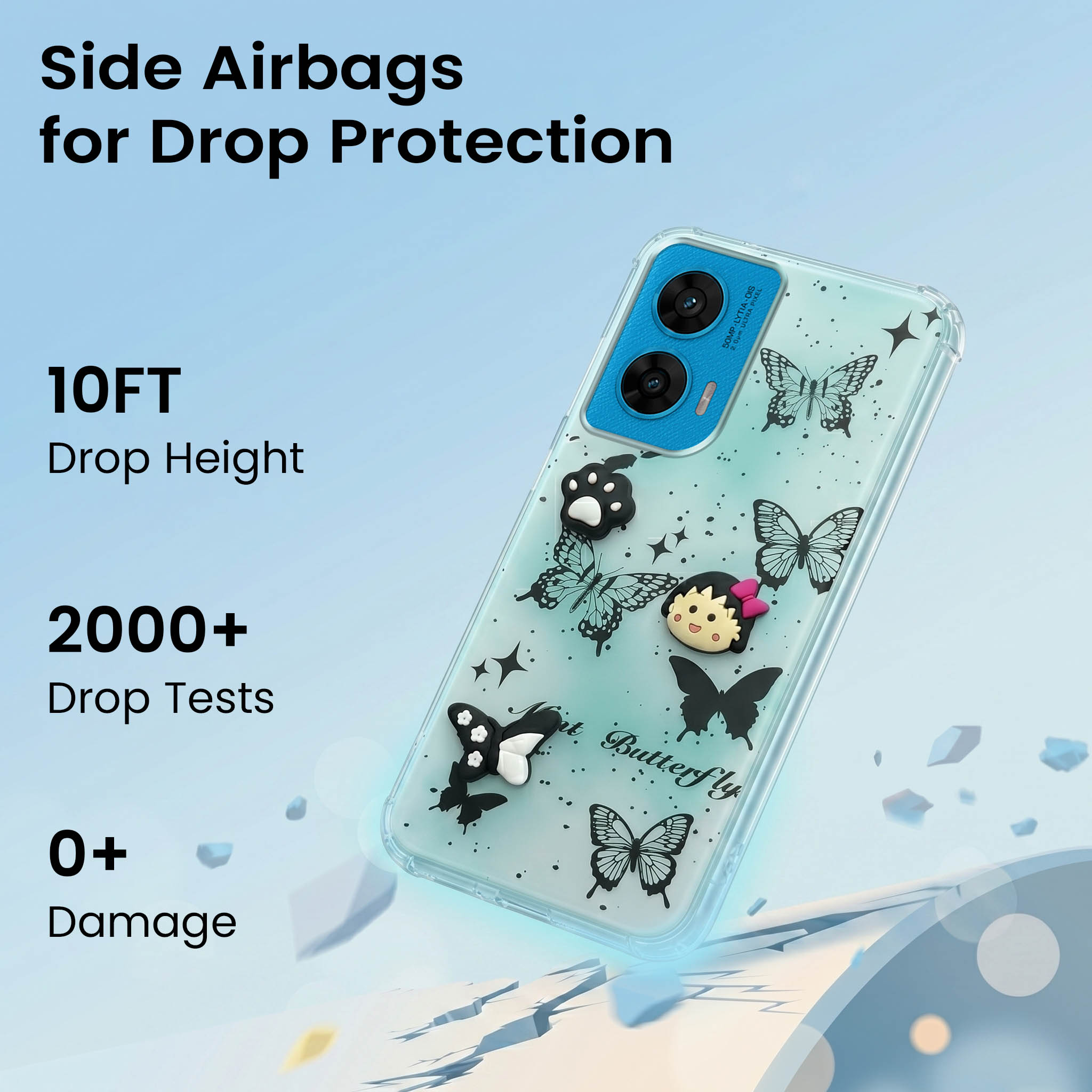 For Motorola Moto G96 Back Cover Case (3D Cute Cartoons | Hard Back Side Soft | Matte Premium Finish | HD Printing)