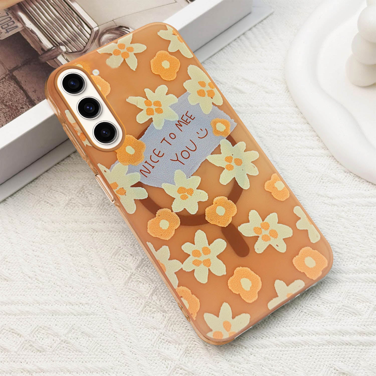 For Samsung Galaxy S23 5G Back Cover Case (Cute Floral Design | Flower Print for Girls | MagSafe Compatible Wireless Charging)