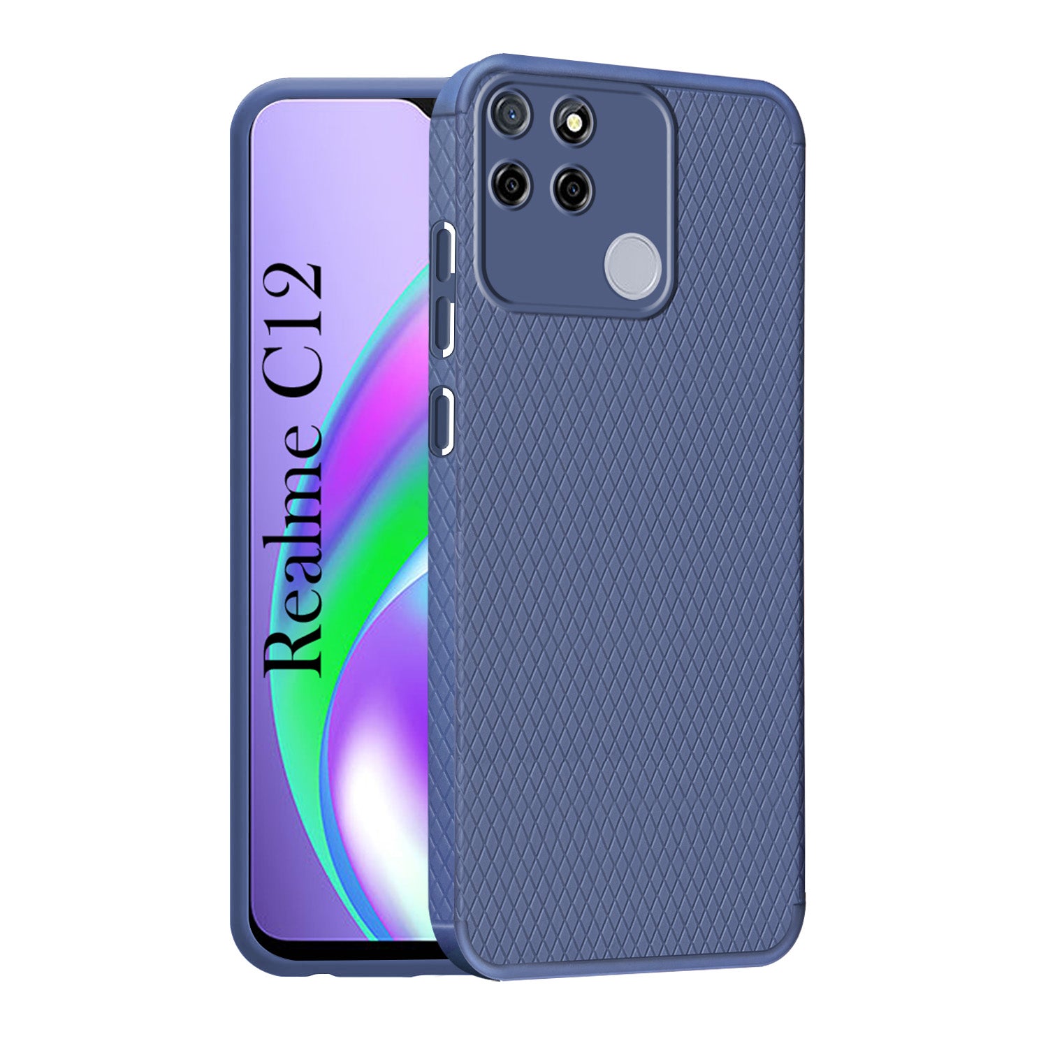 For Realme C12 Back Cover Case Liquid Silicone (Camera Protection | Side Grip Texture | Soft and Flexible)