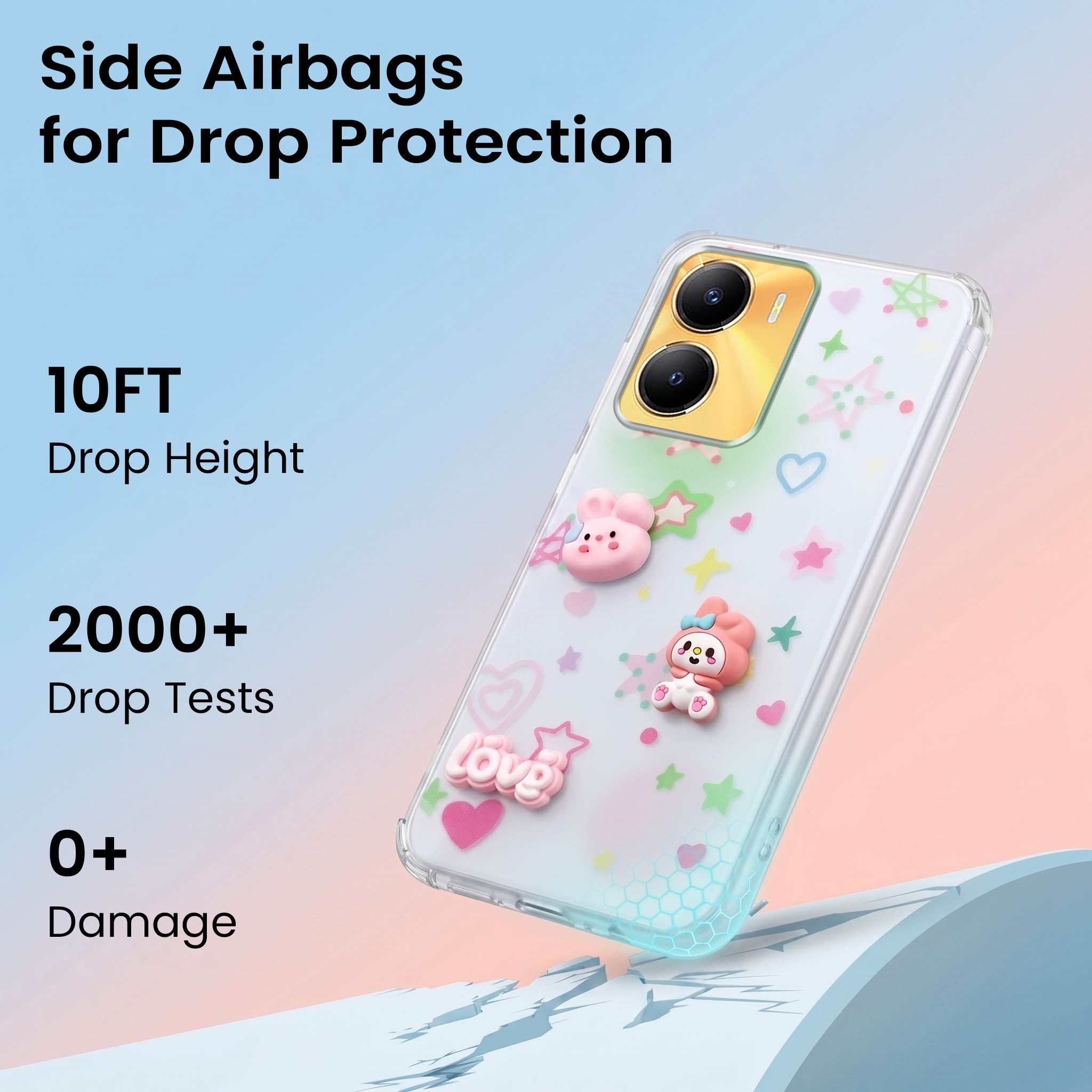 For Vivo Y56 5G Back Cover Case (3D Cute Cartoons | Hard Back Side Soft | Matte Premium Finish | HD Printing)