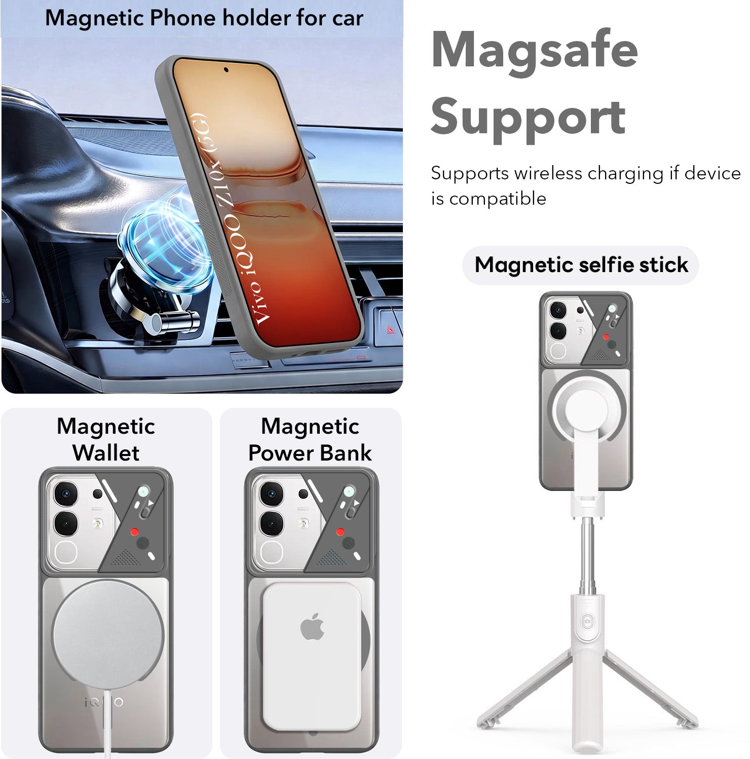 For Vivo iQOO Z10x Back Cover Case Lifetime Anti-Yellow Clear (Camera Protection | Side Grip | Wireless MagSafe Compatible)
