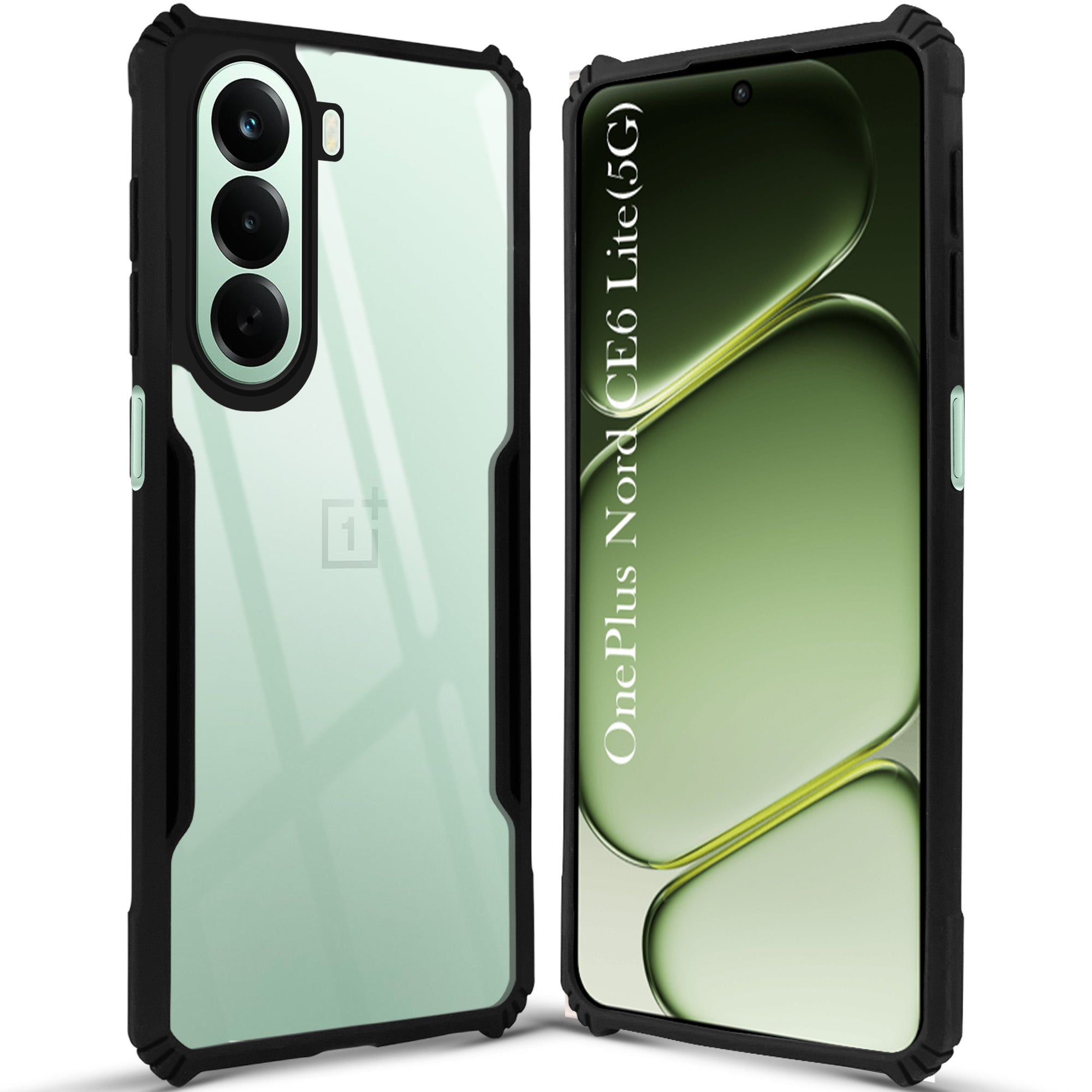For OnePlus Nord CE 6 Lite Back Cover Case Hybrid (Shockproof with Polycarbonate Clear Panel | Professional Black)