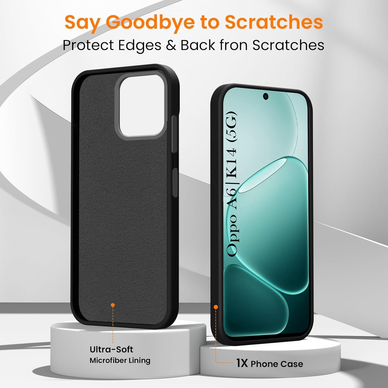 For Oppo A6 & Oppo K14 Back Cover Case Rubberised (Textured Grip Design | Micro-Fiber Cloth Inside | Slim and Light Weight | Soft Touch and Feel)