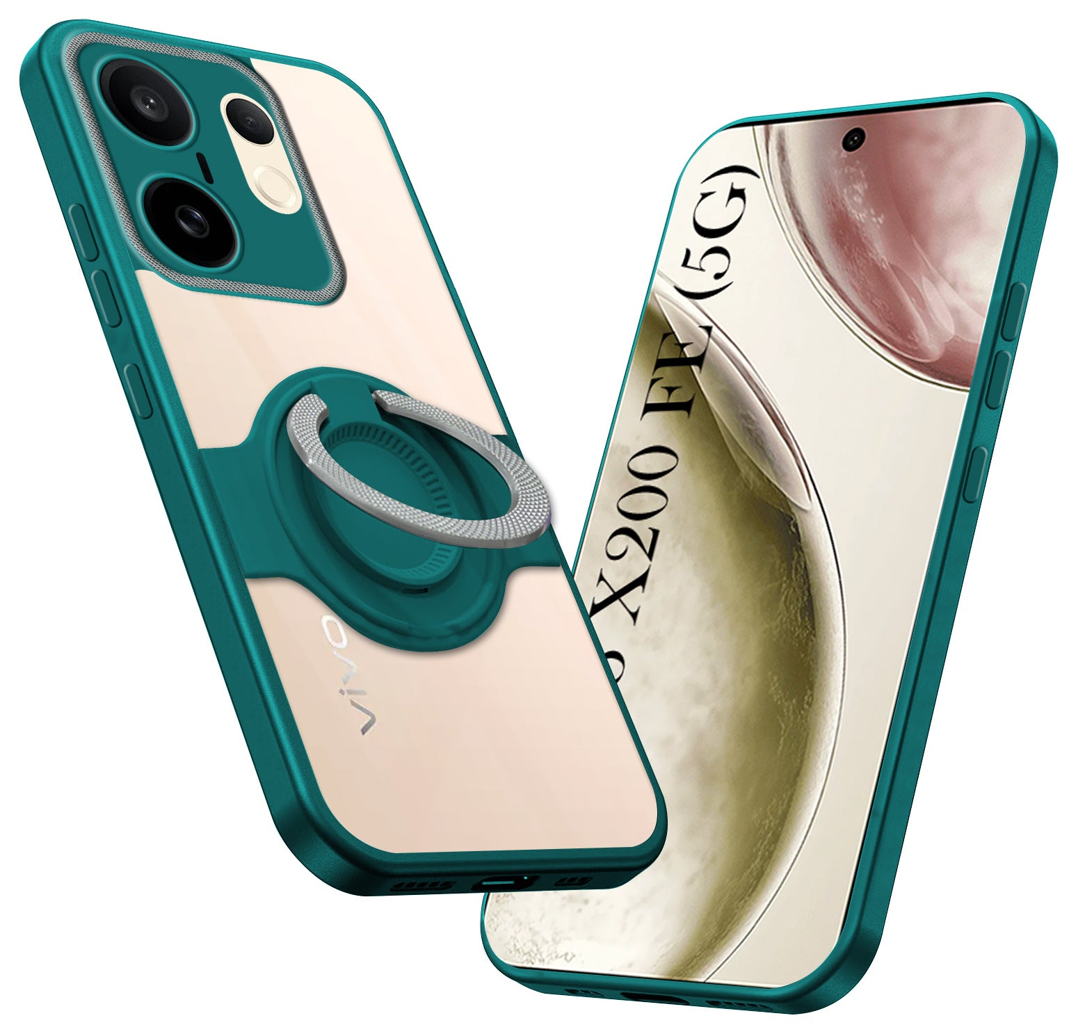 For Vivo X200 FE Back Cover Case with stand (Built-in Ring Holder Kickstand | Lifetime Anti Yellow | Camera Protection)