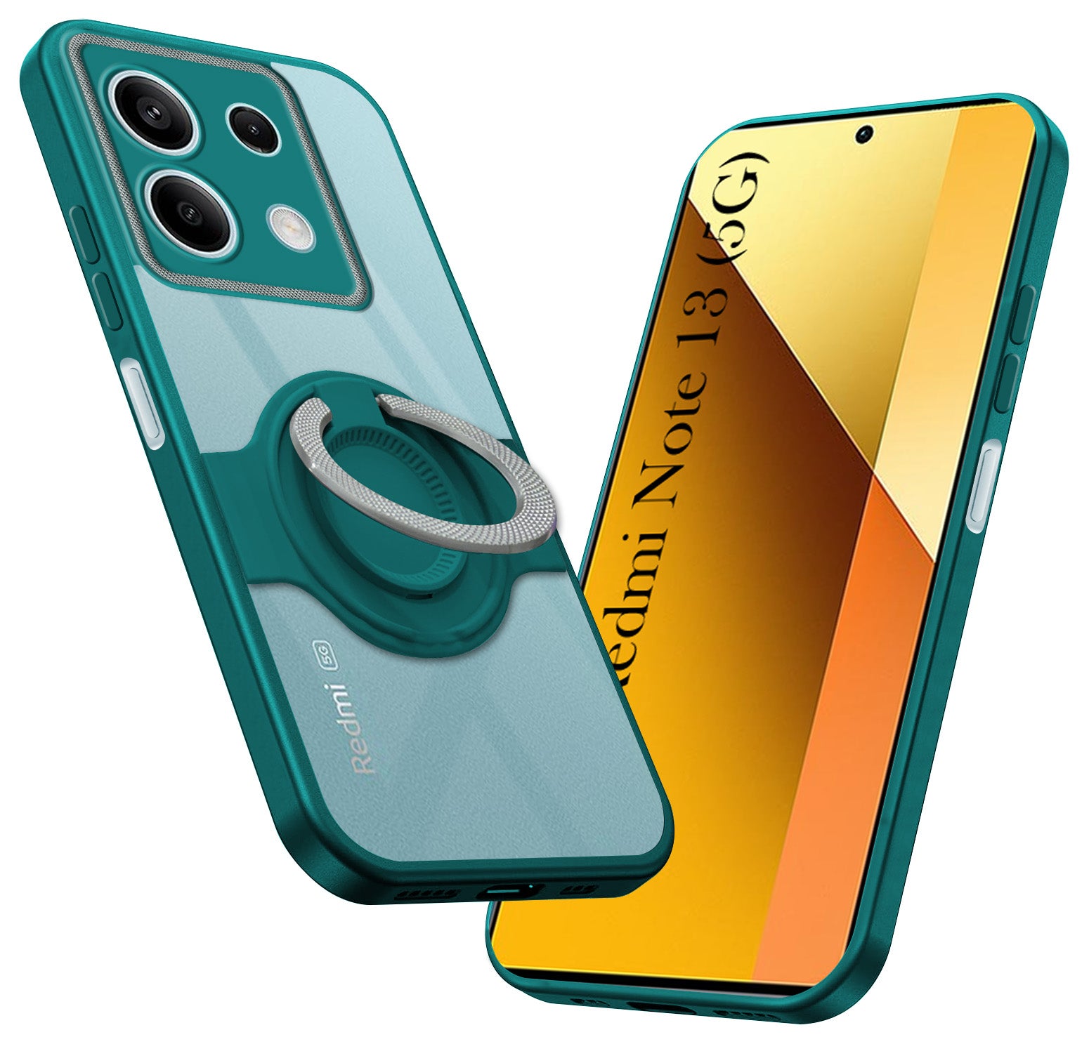 For Xiaomi Redmi Note 13 5G Back Cover Case with stand (Built-in Ring Holder Kickstand | Lifetime Anti Yellow | Camera Protection)