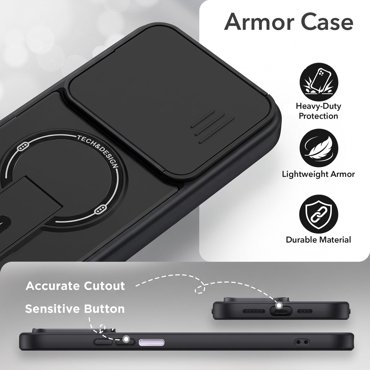 For Vivo T4x | Vivo Y31 Pro Back Case Cover Metallic (Hybrid Armor Kickstand | Sliding Shutter Camera Protection | MagSafe Compatible)