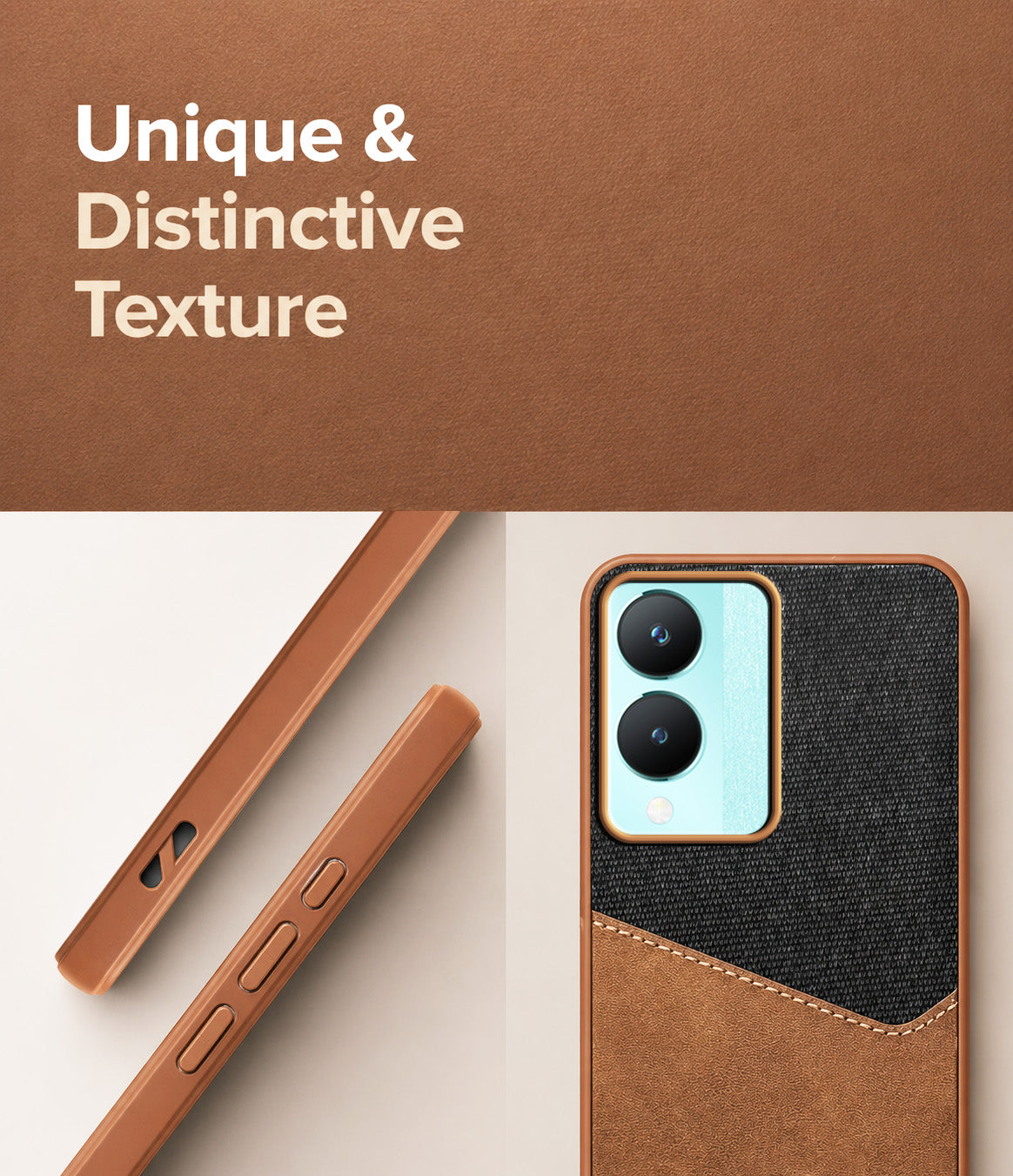 For Vivo Y28 5G Back Cover Case (Dual PU Leather Stitch | Professional Minimalist | Soft and Flexible)