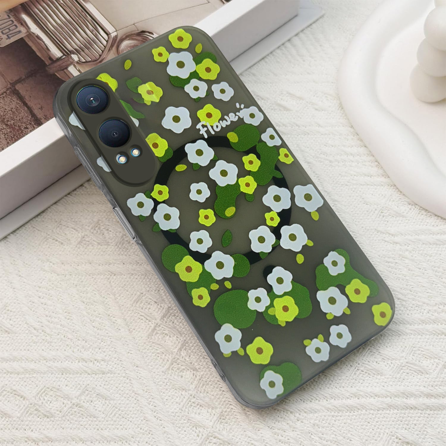 For OnePlus Nord CE 4 Lite Back Cover Case (Cute Floral Design | Flower Print for Girls | MagSafe Compatible Wireless Charging)