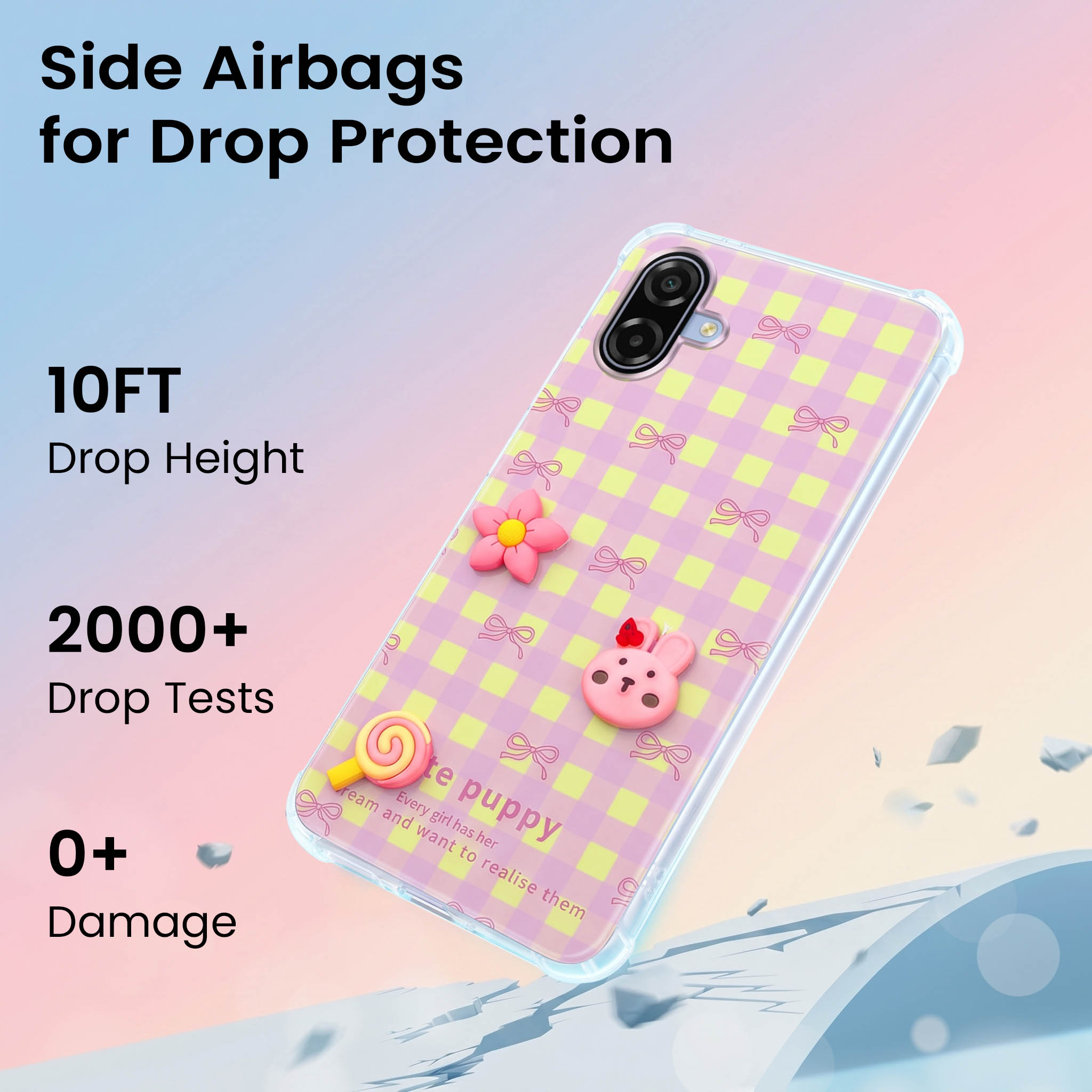 For Samsung Galaxy A07 5G | F70e 5G Back Cover Case (3D Cute Cartoons | Hard Back Side Soft | Matte Premium Finish | HD Printing)